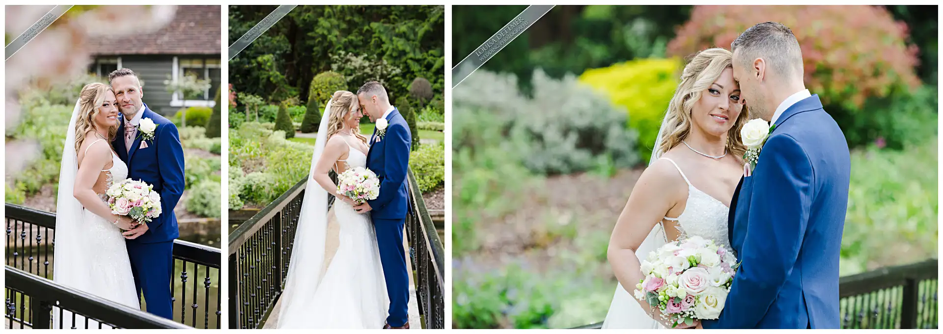 bride and groom portraits, The Orangery Maidstone, on the bridge