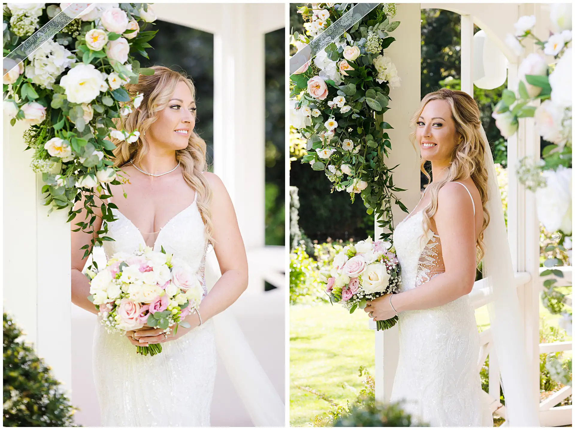 bridal portraits at The Orangery Maidstone, flowers by floral explosion
