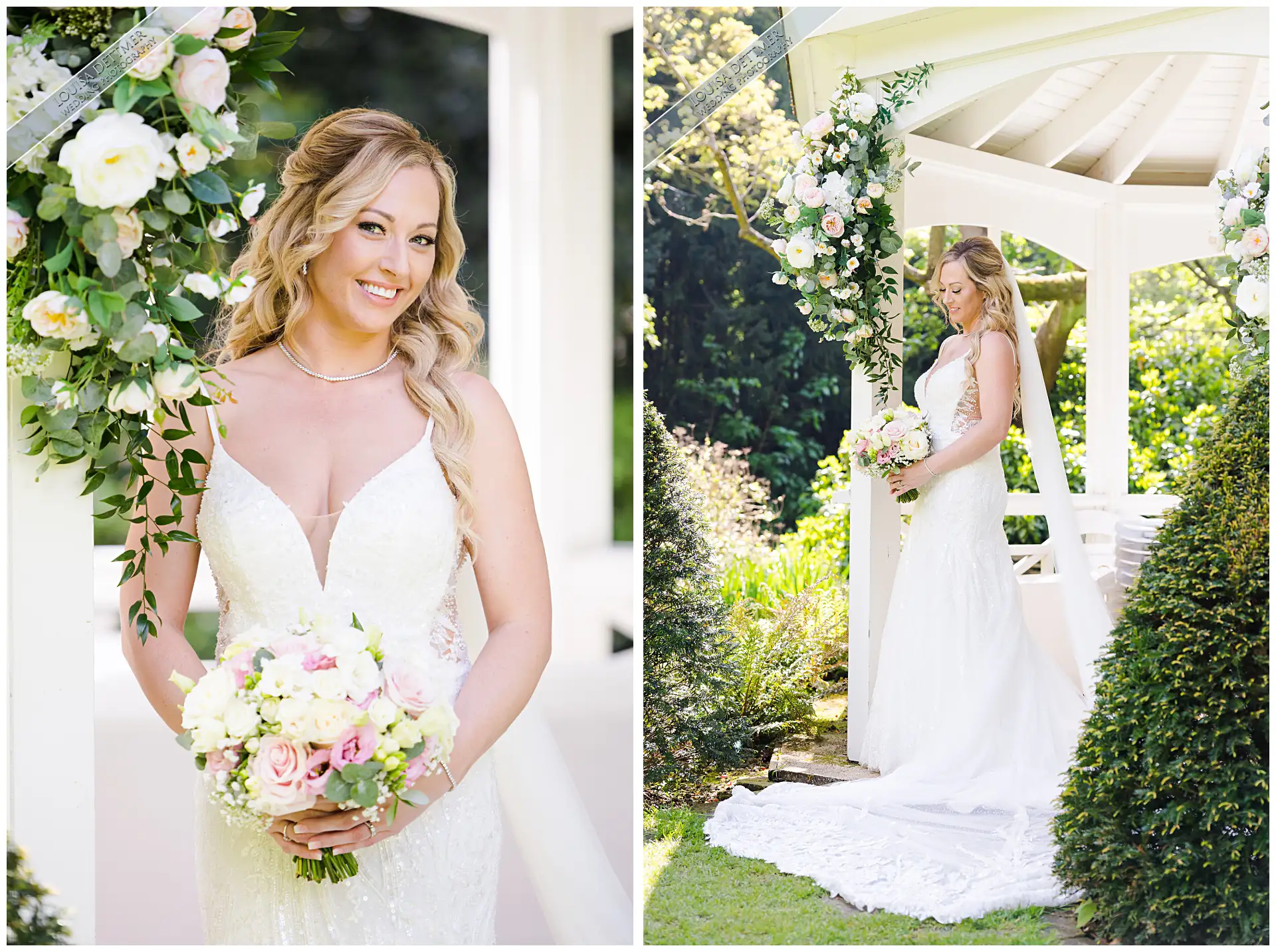 bridal portraits at The Orangery Maidstone, flowers by floral explosion