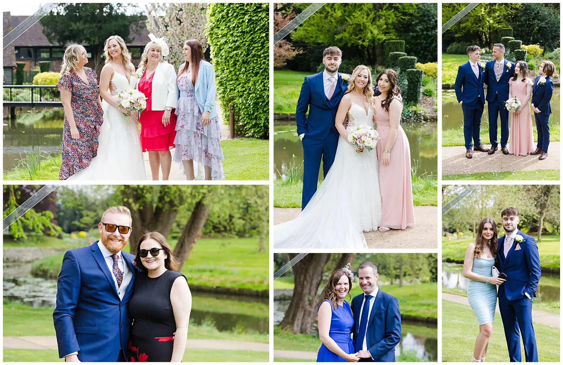 wedding guests with the bride and groom