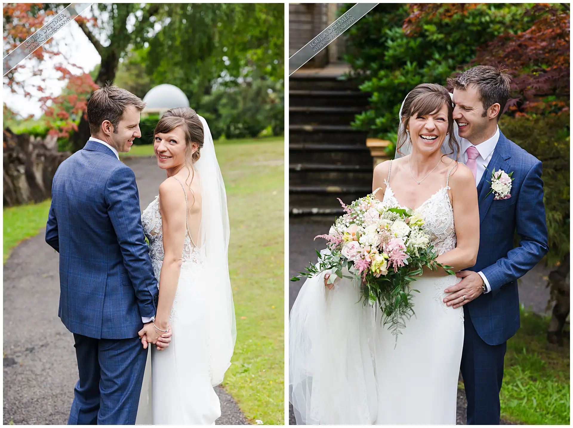 bride and groom walking at The Spa Hotel, Tunbridge Wells