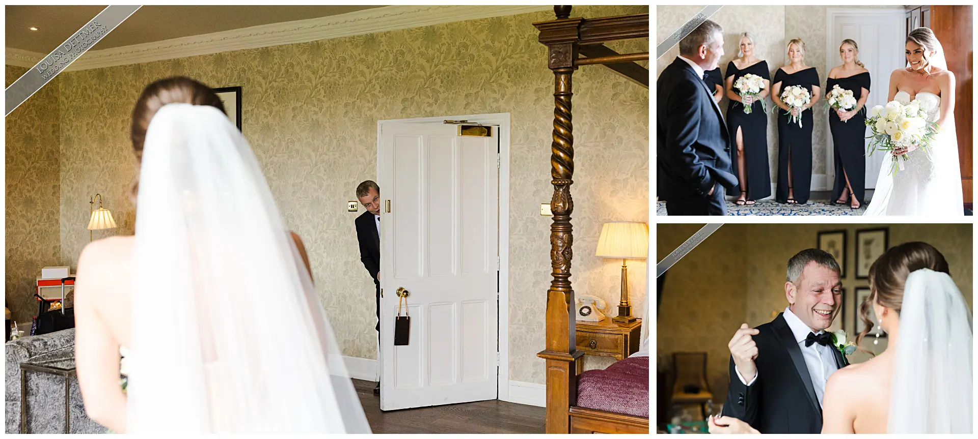bride reveal to her dad, louisa dettmer photography, champneys eastwell manor