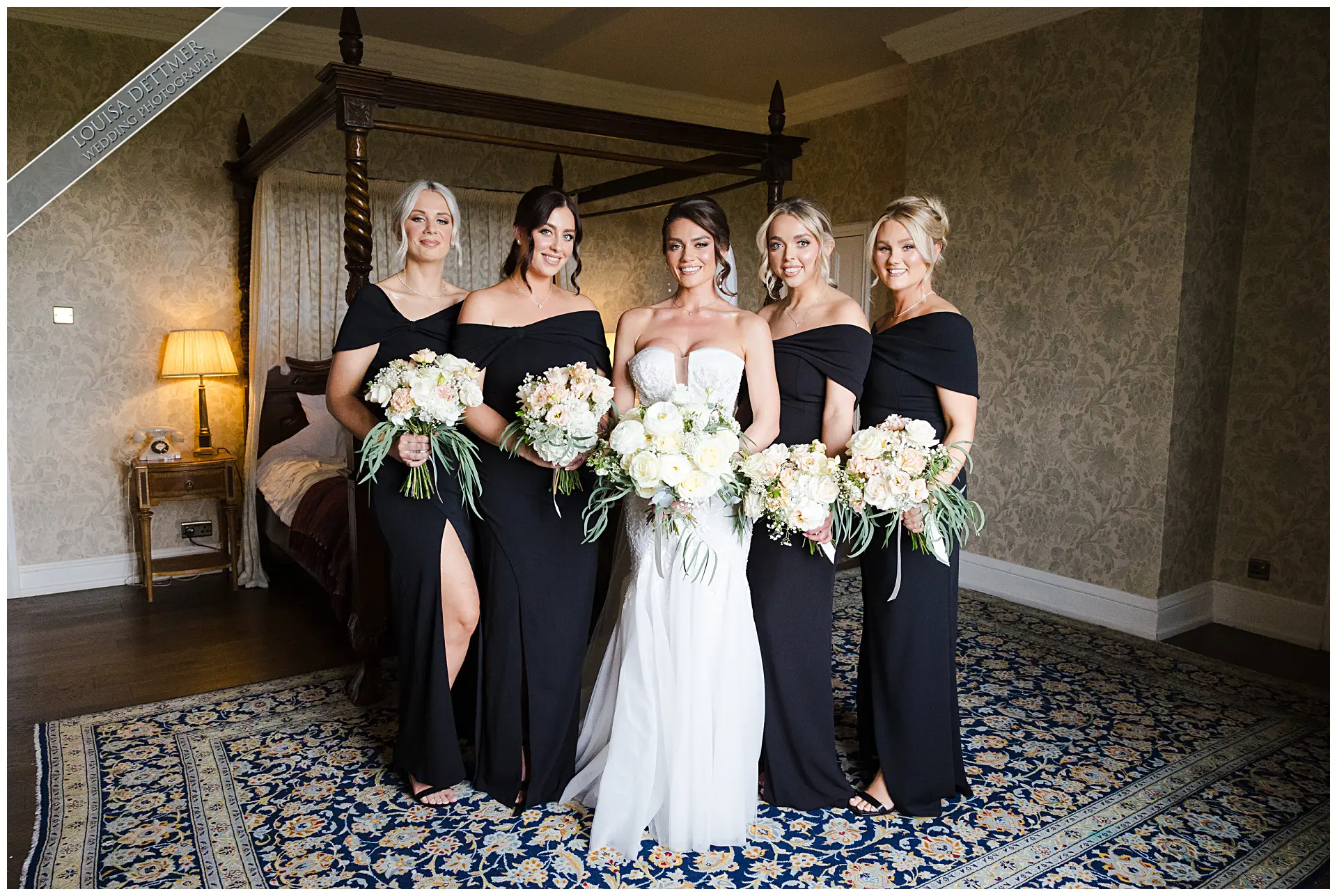 bride and her bridesmaids, louisa dettmer photography, champneys eastwell manor
