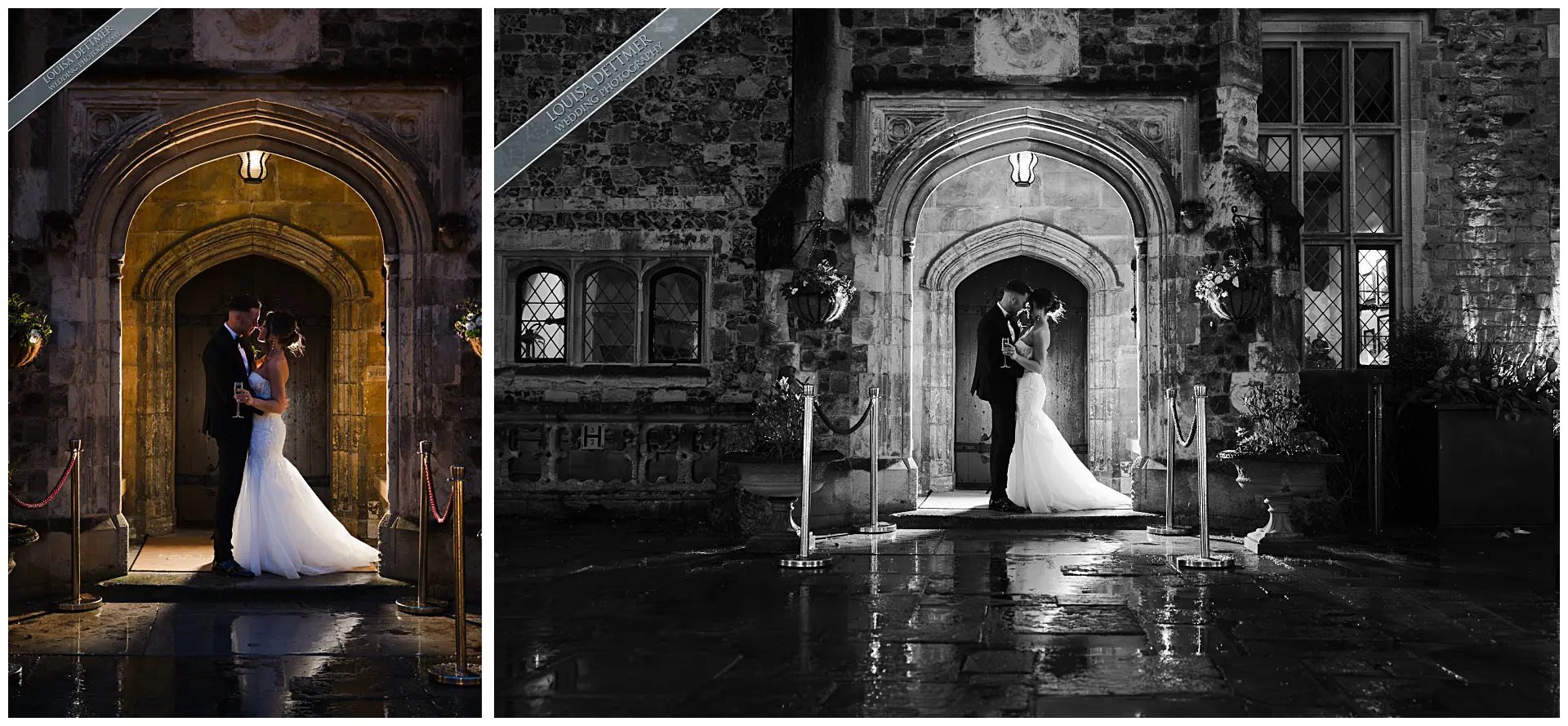 bride and groom kissing at night in black and white, louisa dettmer photography