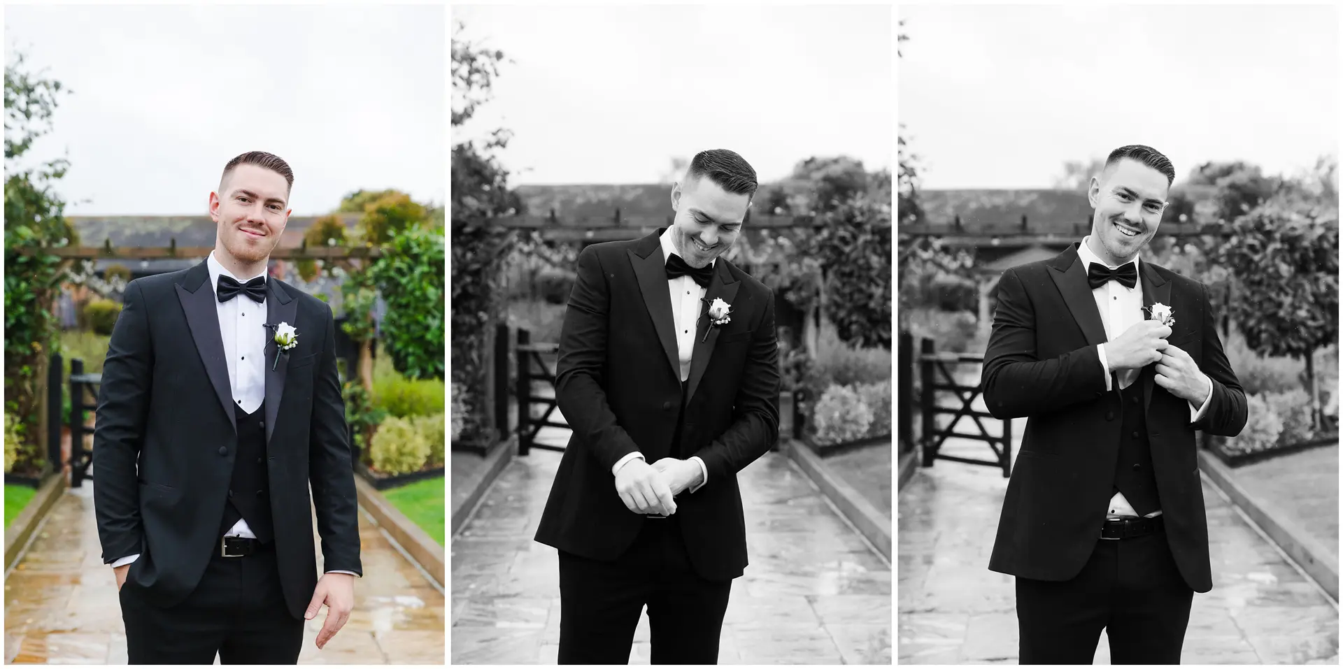 Groom posing at The Barnyard, Rainham, Kent. Louisa Dettmer Photography