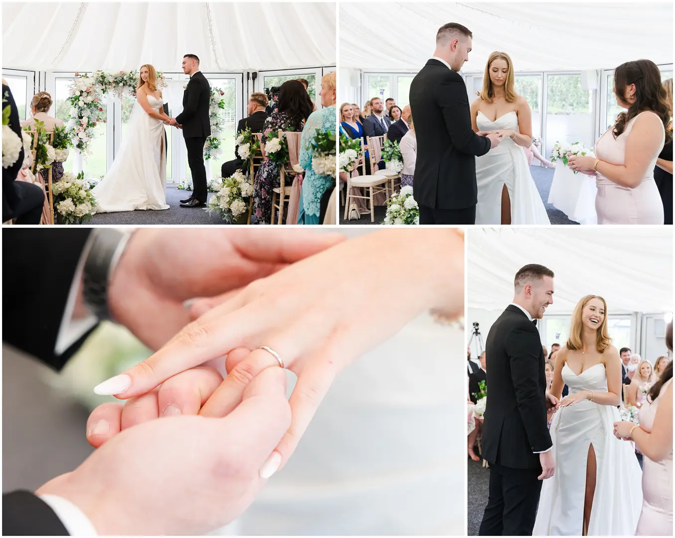 Indoor wedding ceremony at The Barnyard, Rainham, Kent. Louisa Dettmer Photography