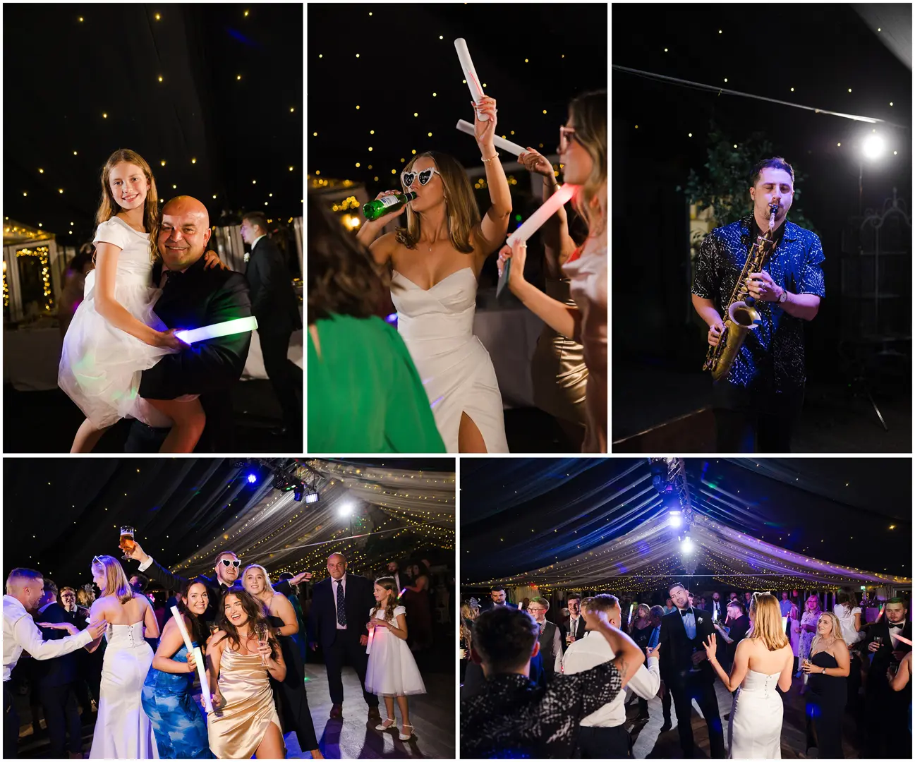 a group of people dancing and singing at a wedding