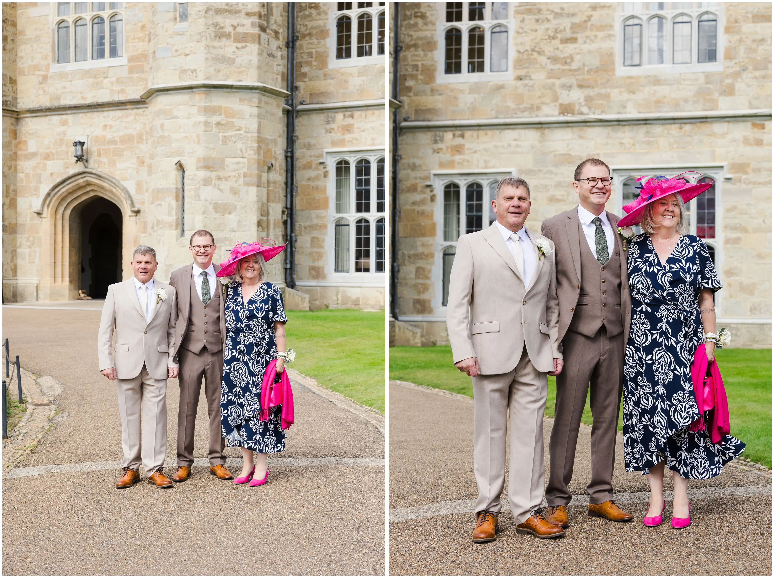 wedding guests outside historic estate leeds castle, louisa dettmer photography