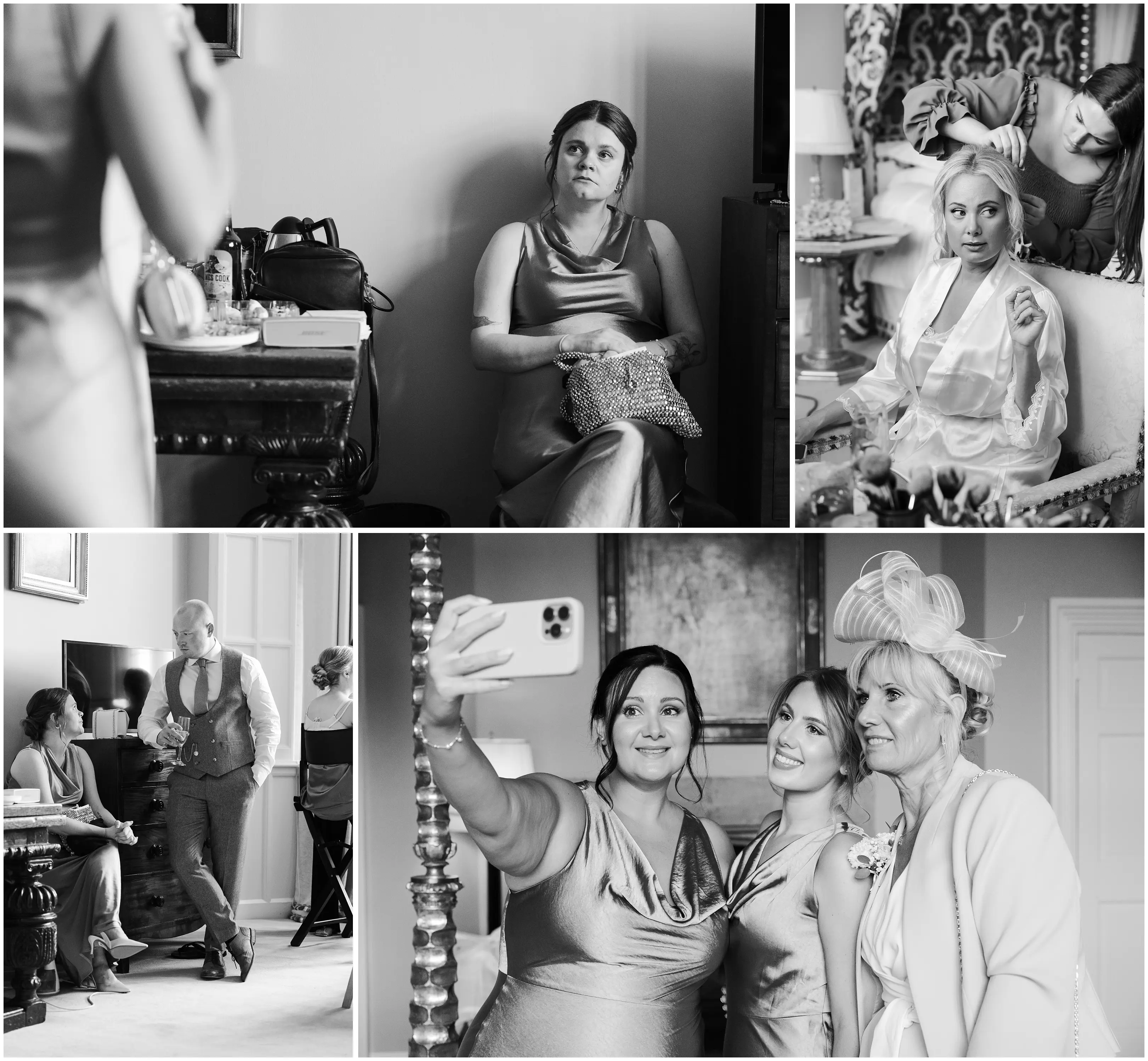 bridal party getting ready leeds castle, louisa dettmer photography