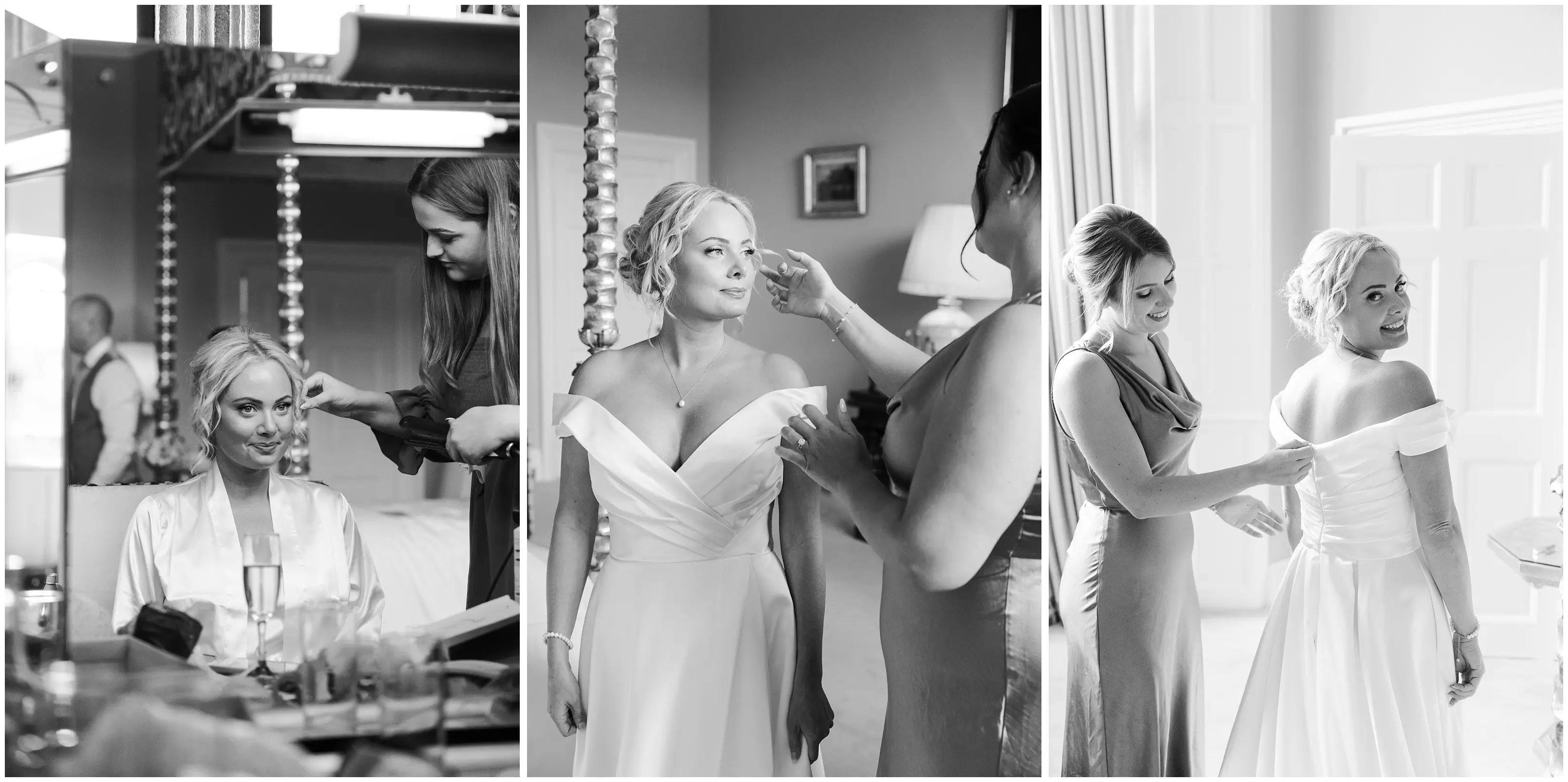 bride getting ready montage leeds castle, louisa dettmer photography