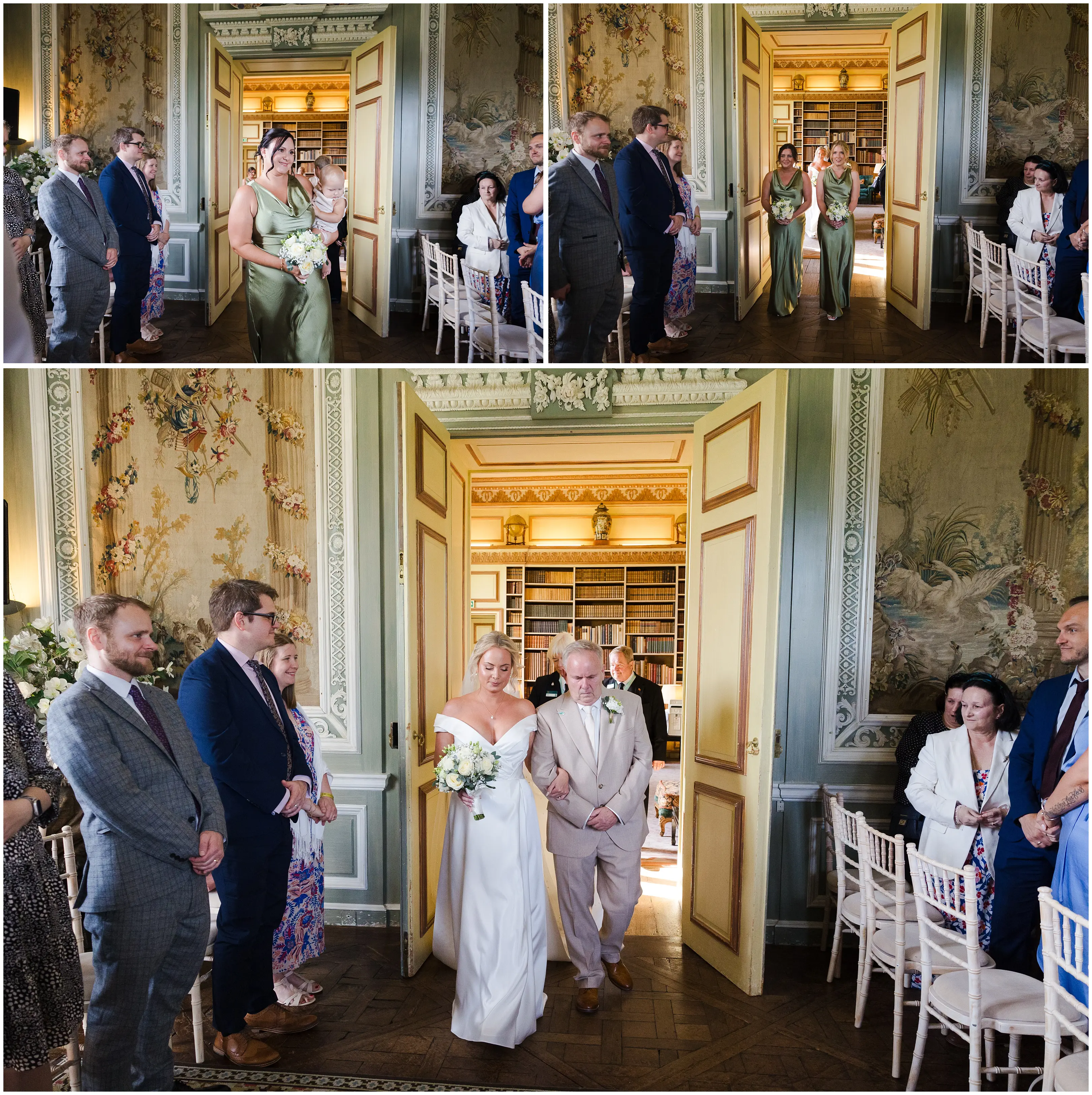 brides entrance through grand doors leeds castle, louisa dettmer photography