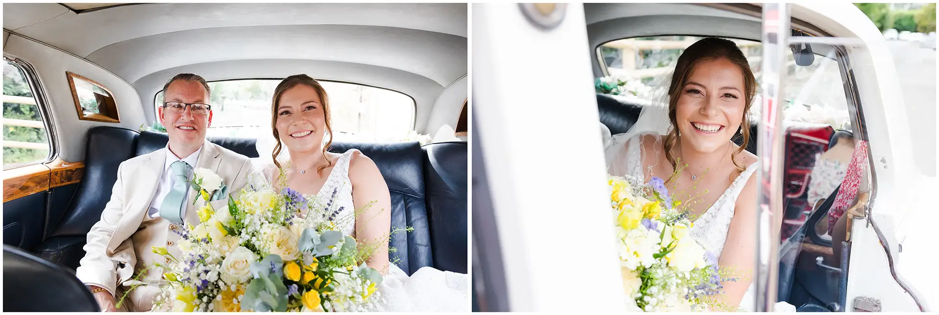 bride arriving at the barnyard
