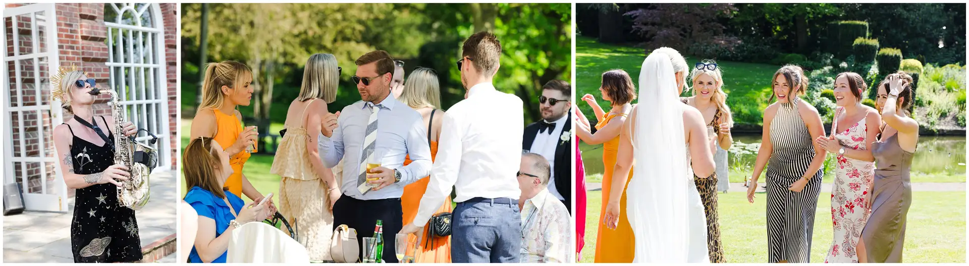 garden wedding celebration wedding guests at the orangery maidstone