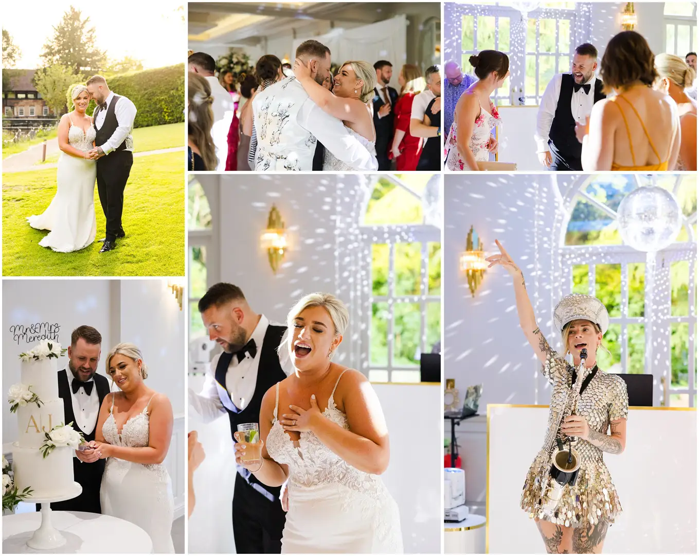joyful wedding celebration montage wedding party at the orangery maidstone