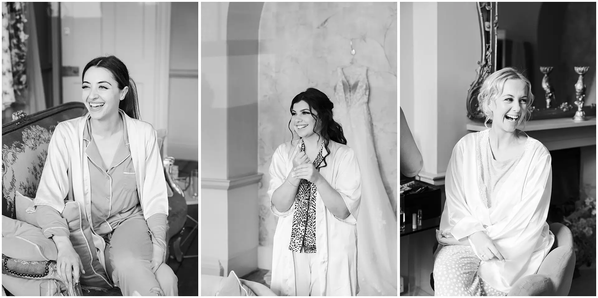 bridal prep in black & white at The Orangery Maidstone