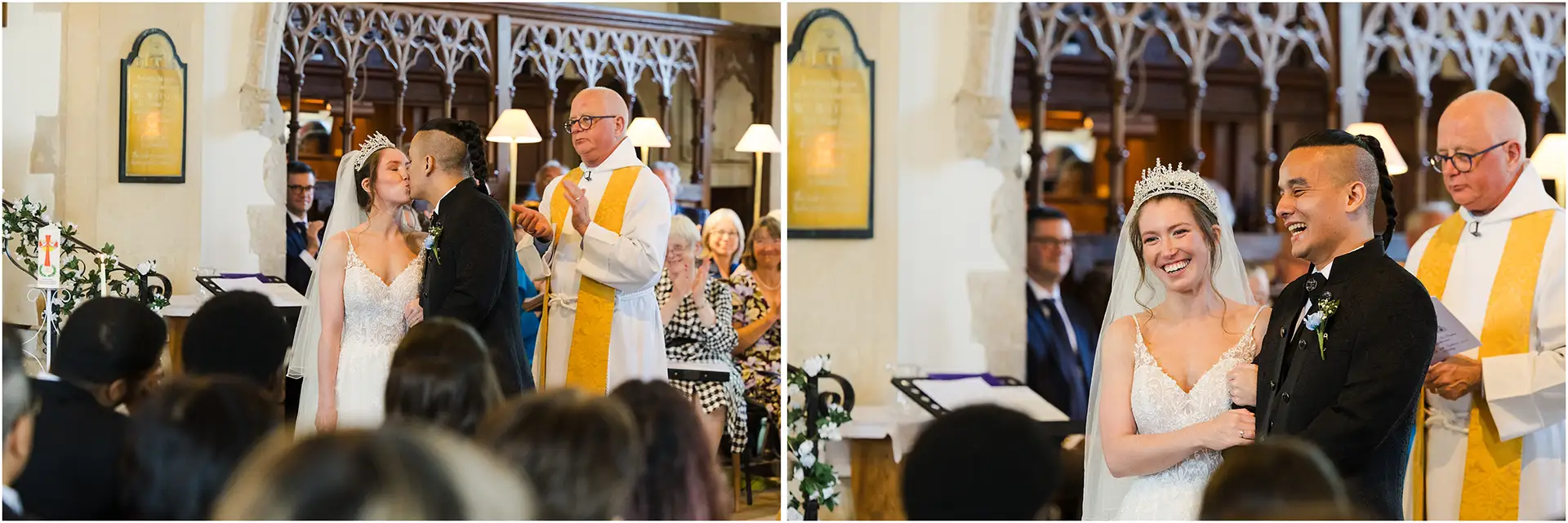 wedding kiss at church church wedding by louisa dettmer photography