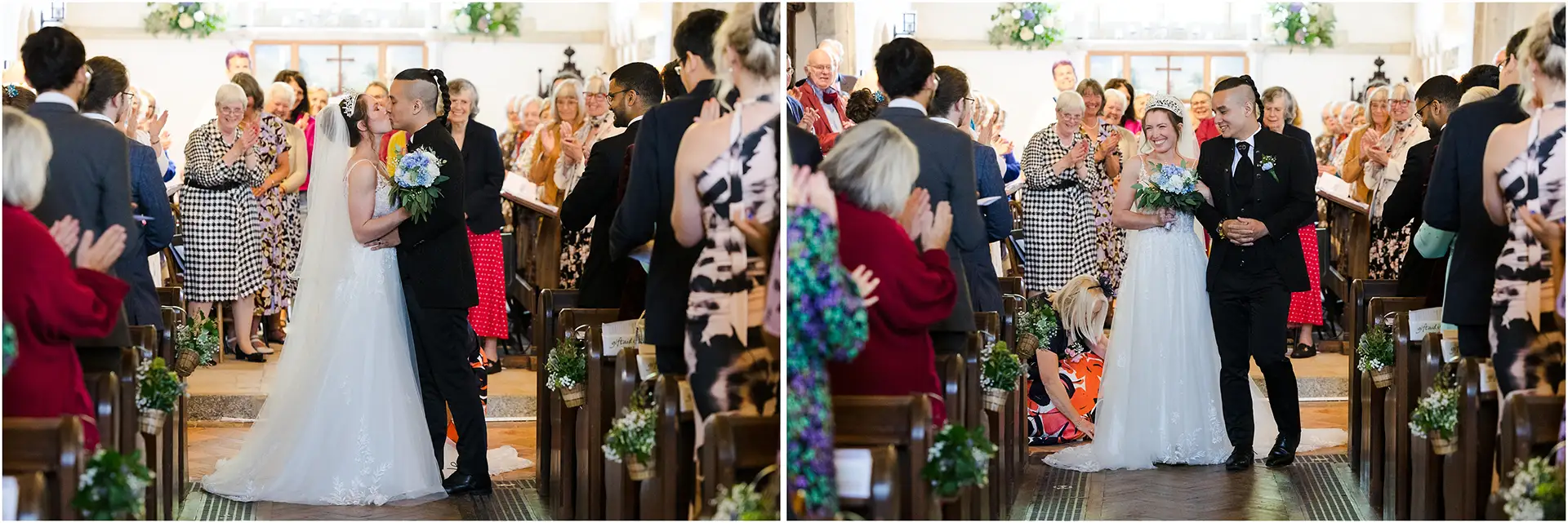 bridal kiss during ceremony church wedding by louisa dettmer photography