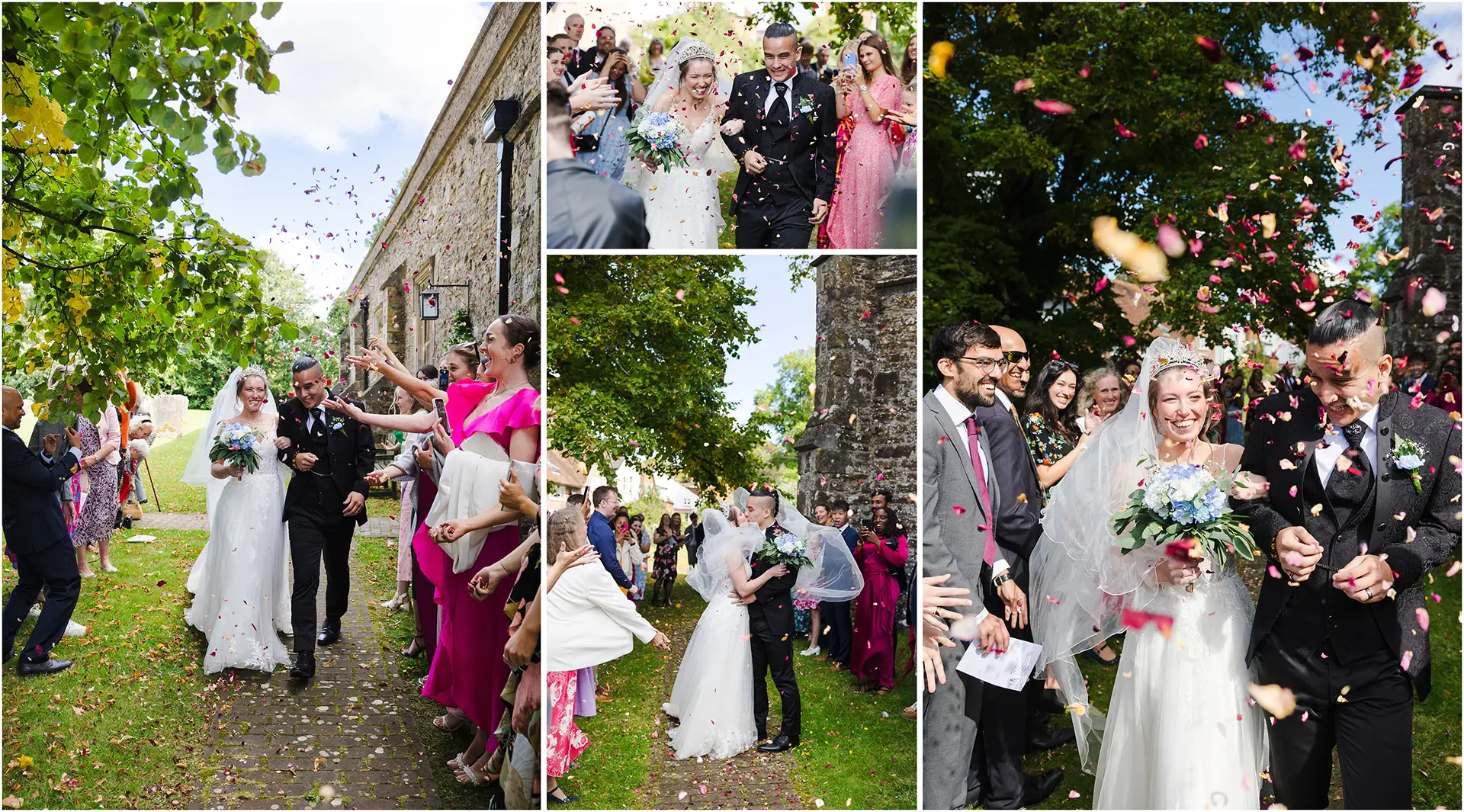 joyful wedding sendoff church confetti by louisa dettmer photography