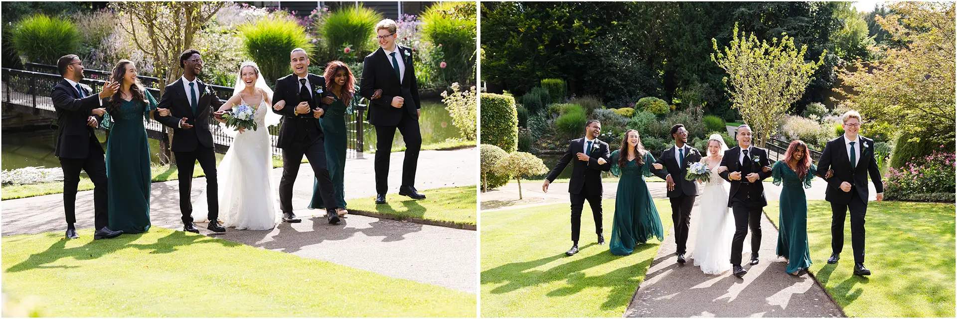 garden wedding party walk group photos the orangery maidstone