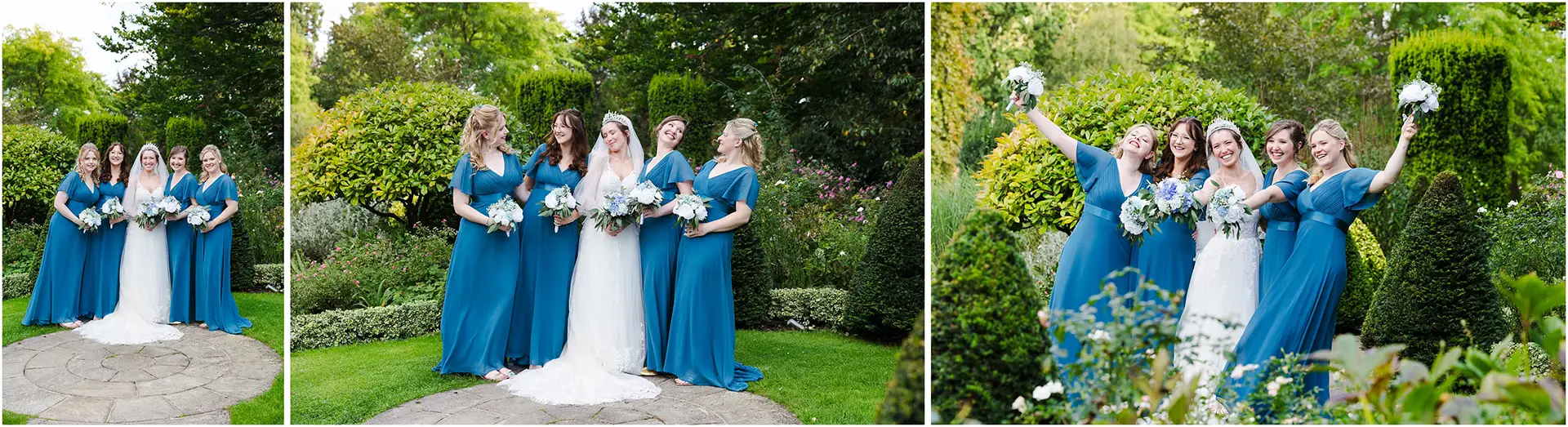 garden bridal party portrait bride and her bridesmaids at the orangery maidstone