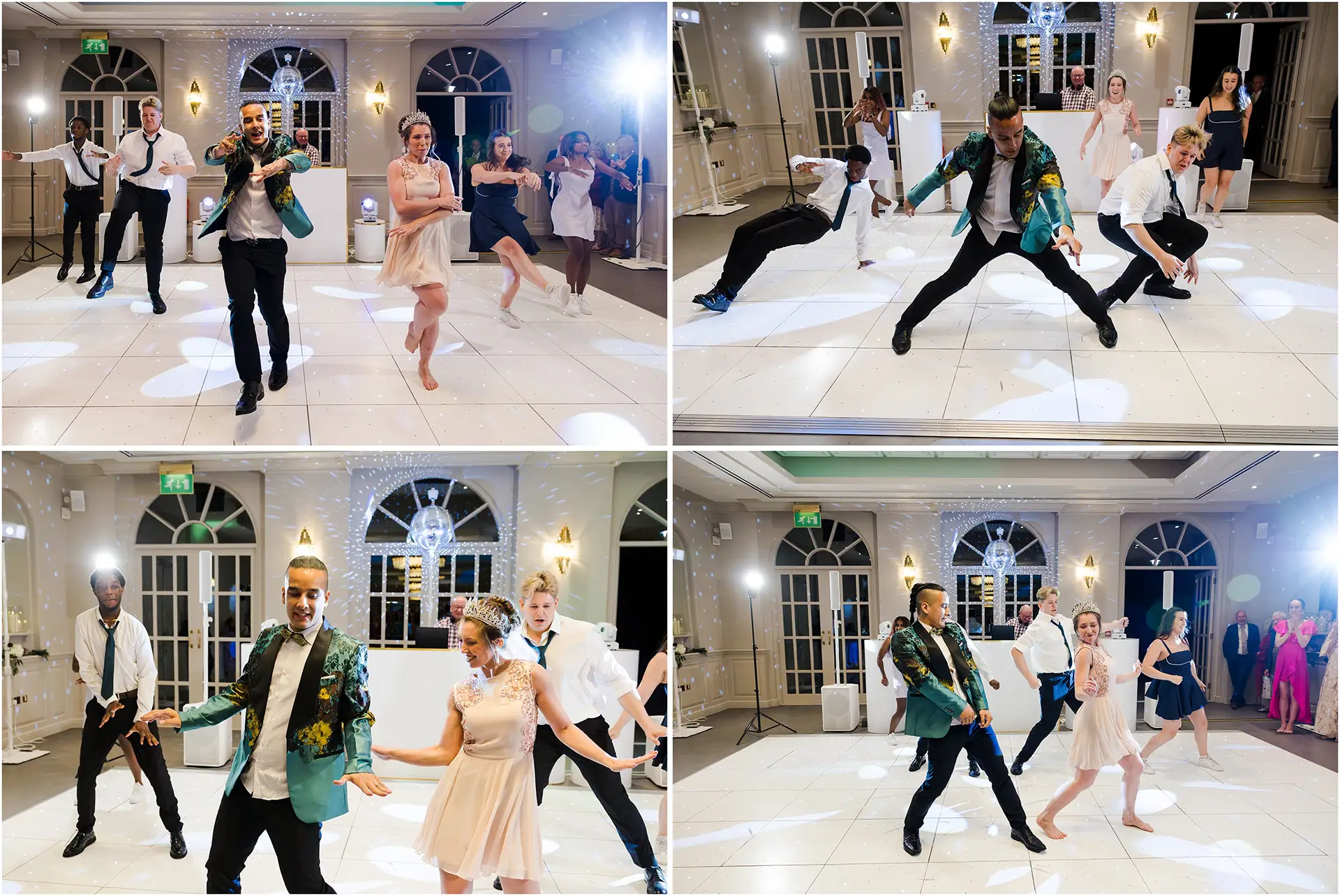 energetic dancing at wedding reception wedding dance-off at the orangery maidstone