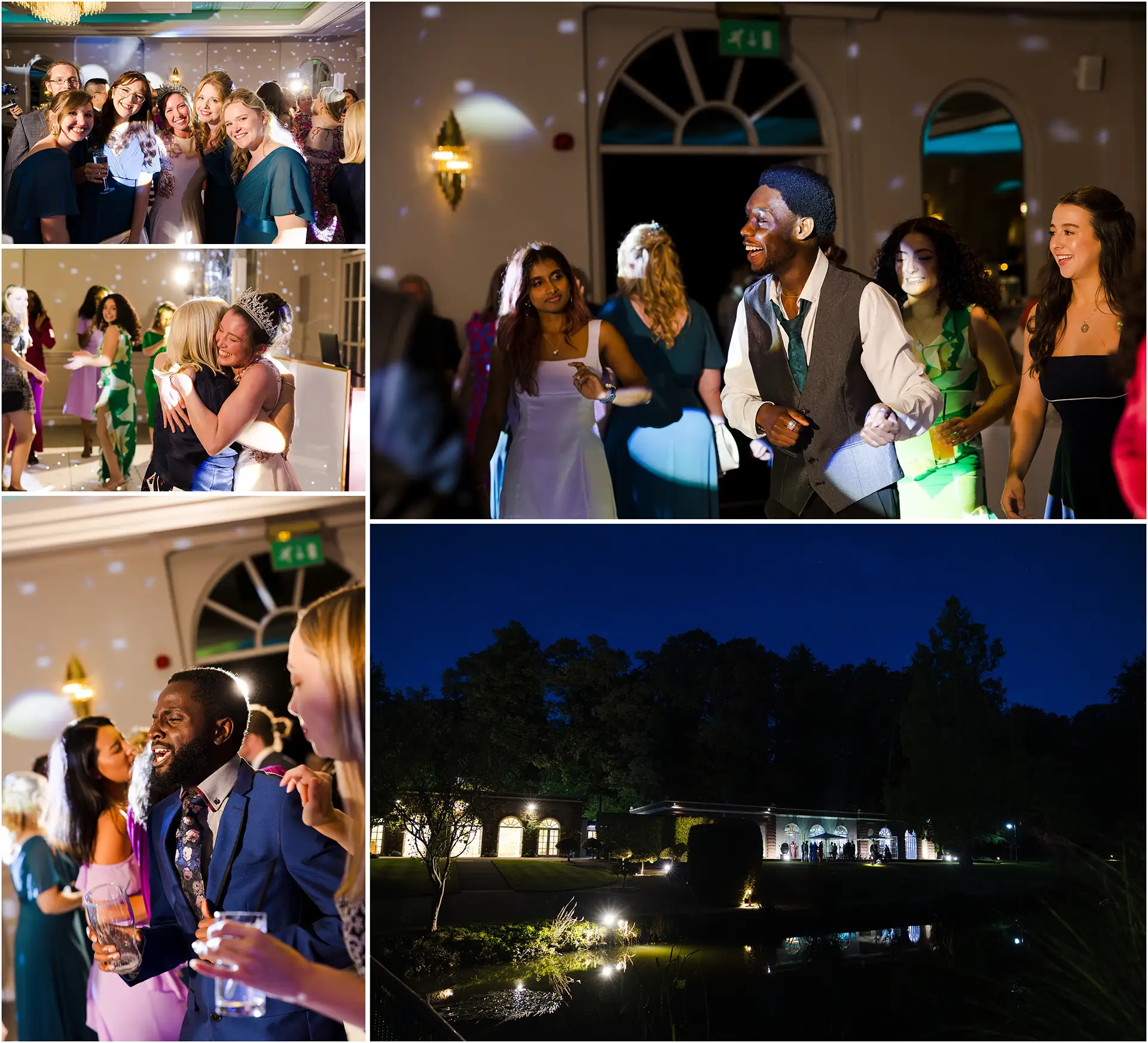 nighttime wedding reception evening wedding party