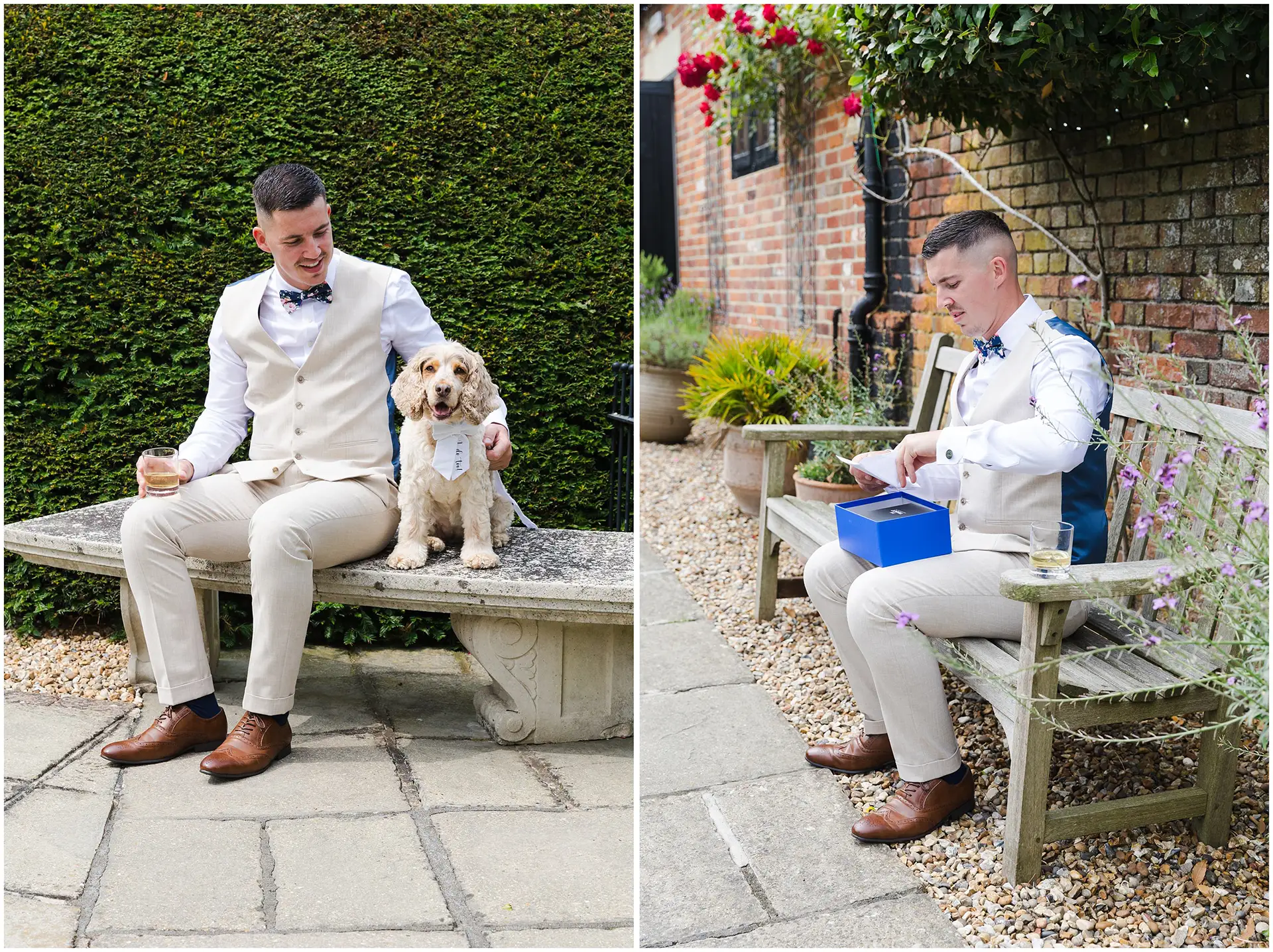 groom and his dog at Winters Barns