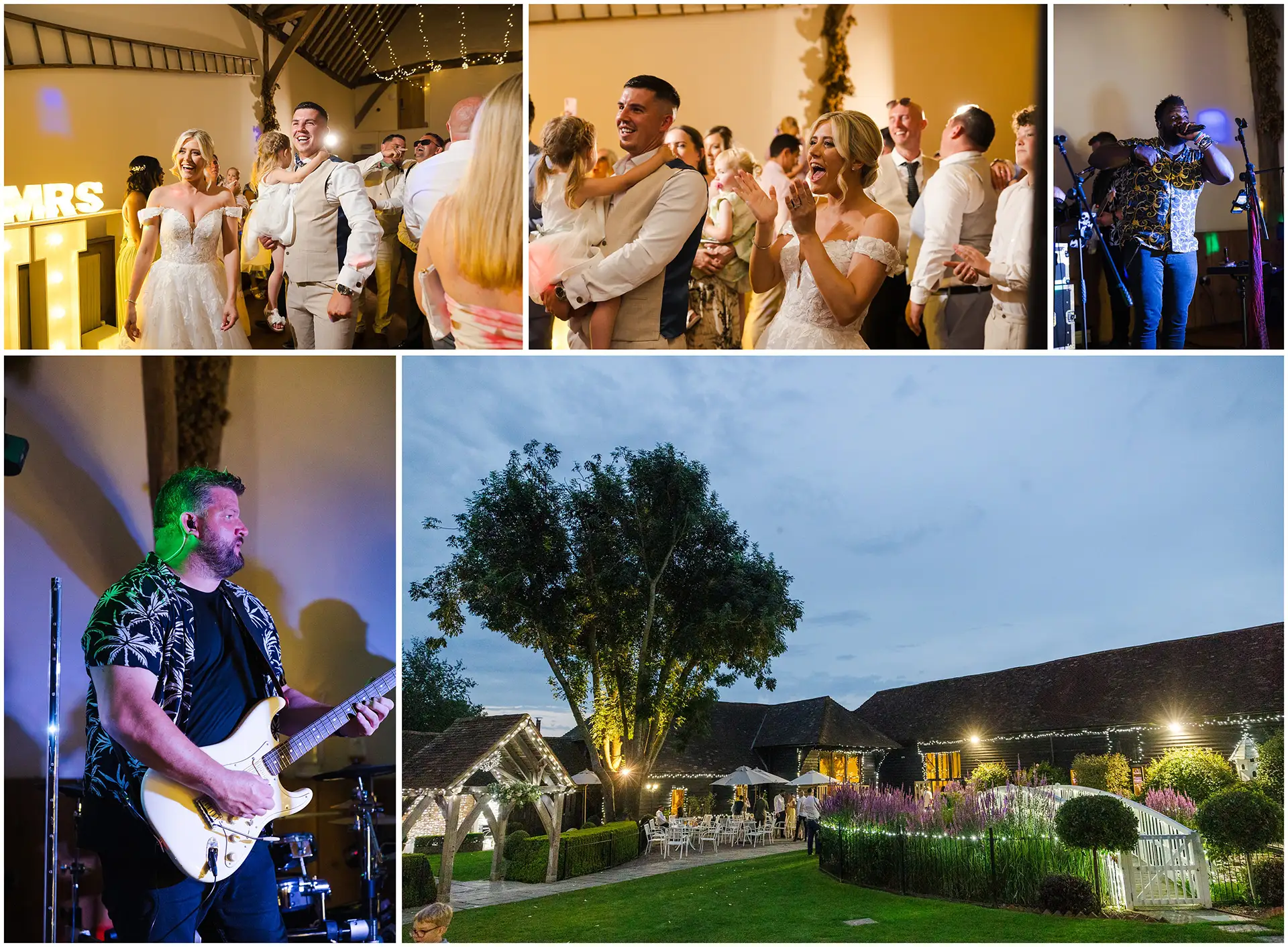 a group of people dancing and singing at Winters Barns