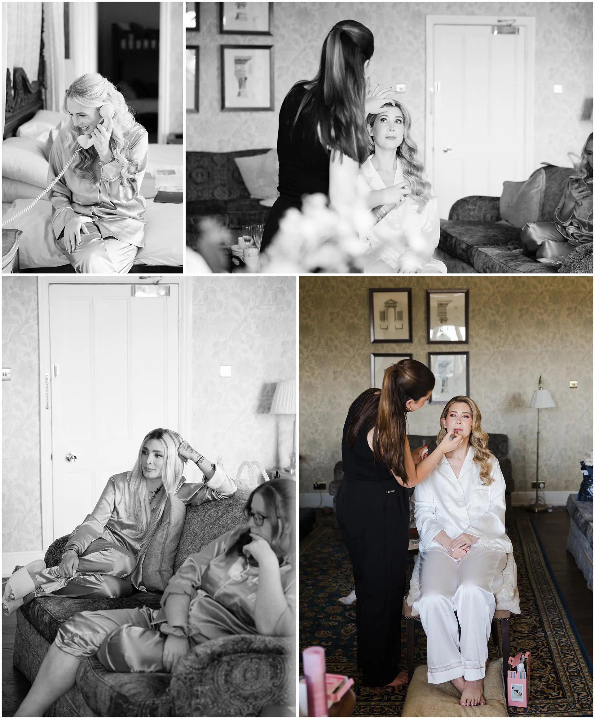 bridal party getting ready bridal prep at eastwell manor