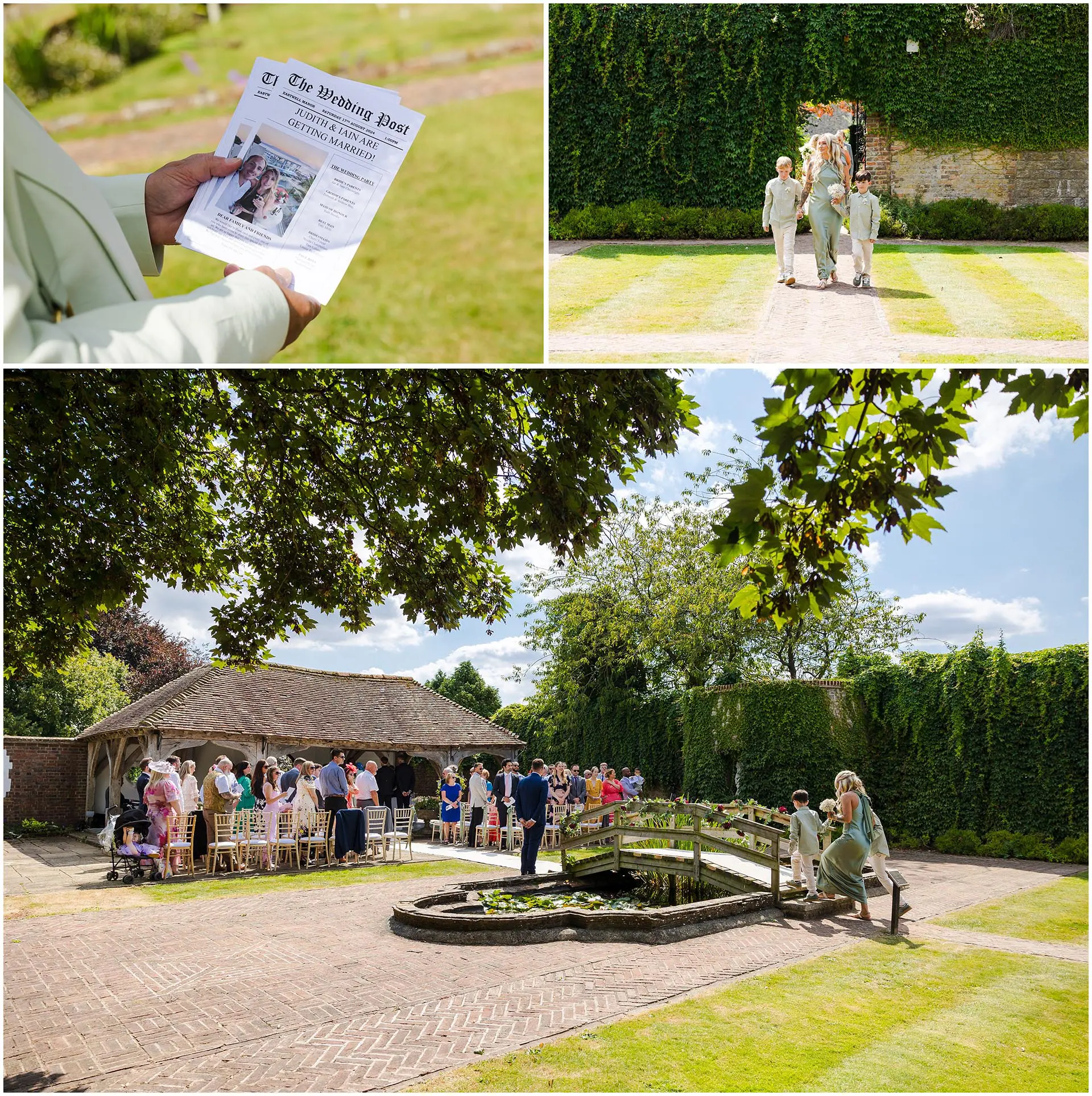 enchanted garden wedding day wedding ceremony, eastwell manor