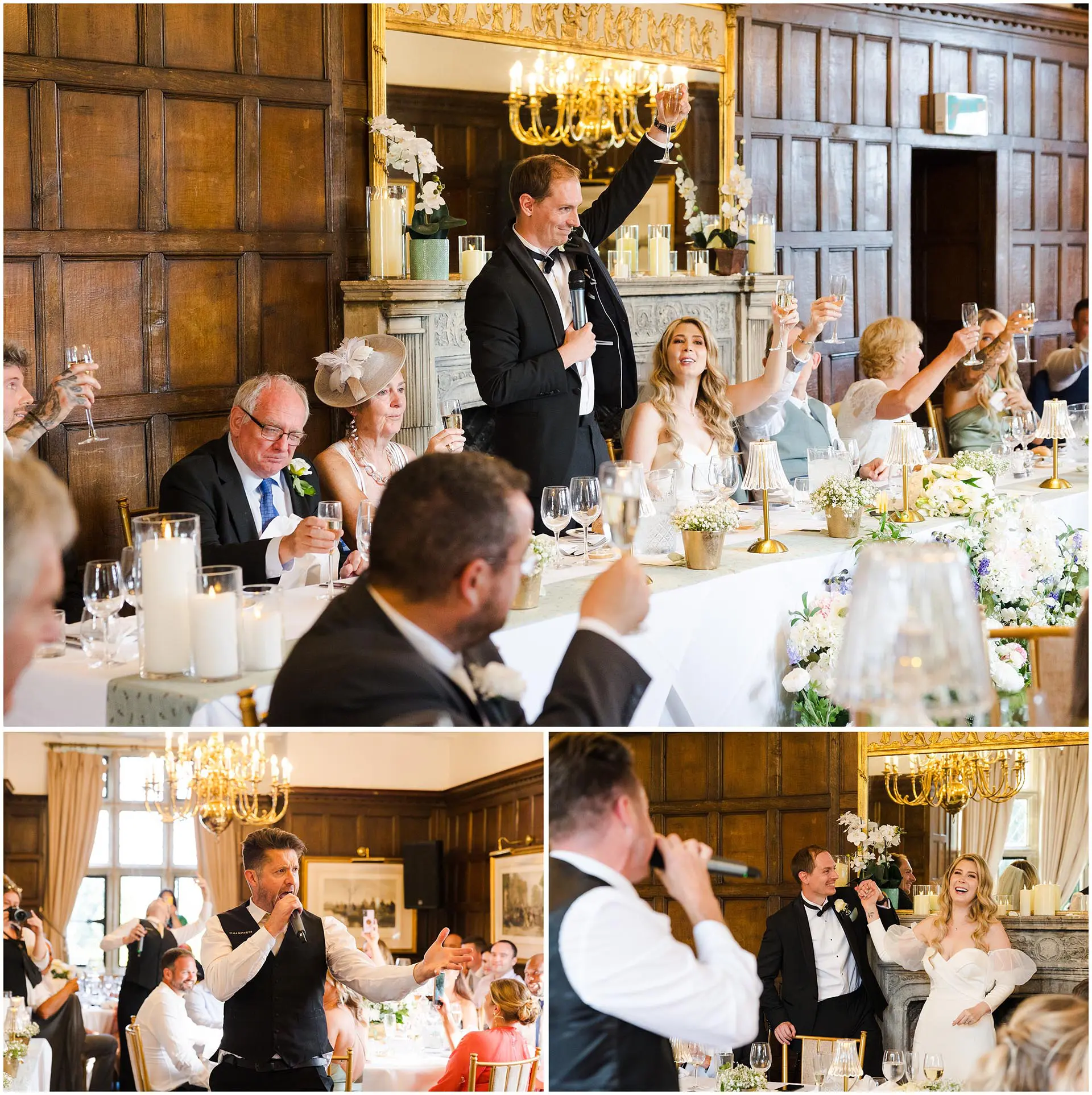 wedding toast at head table bridal photos at eastwell manor by louisa dettmer photography