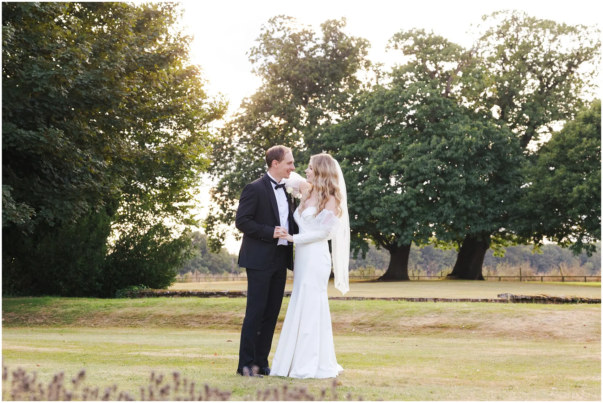 romantic wedding portrait in park bridal photos at eastwell manor by louisa dettmer photography