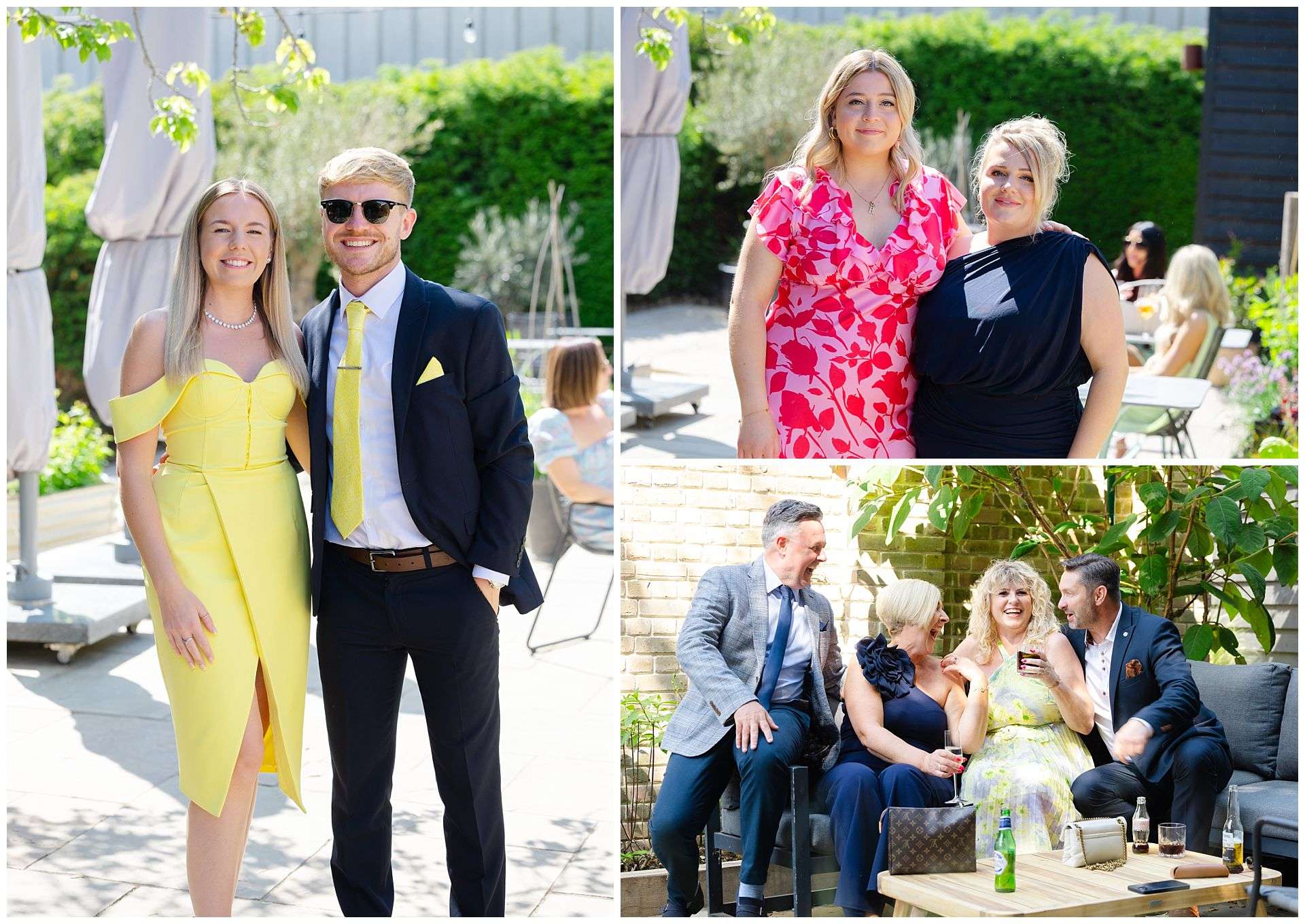 relaxed and candid wedding guest group photos at chapel house estate wedding venue by Louisa Dettmer Photography