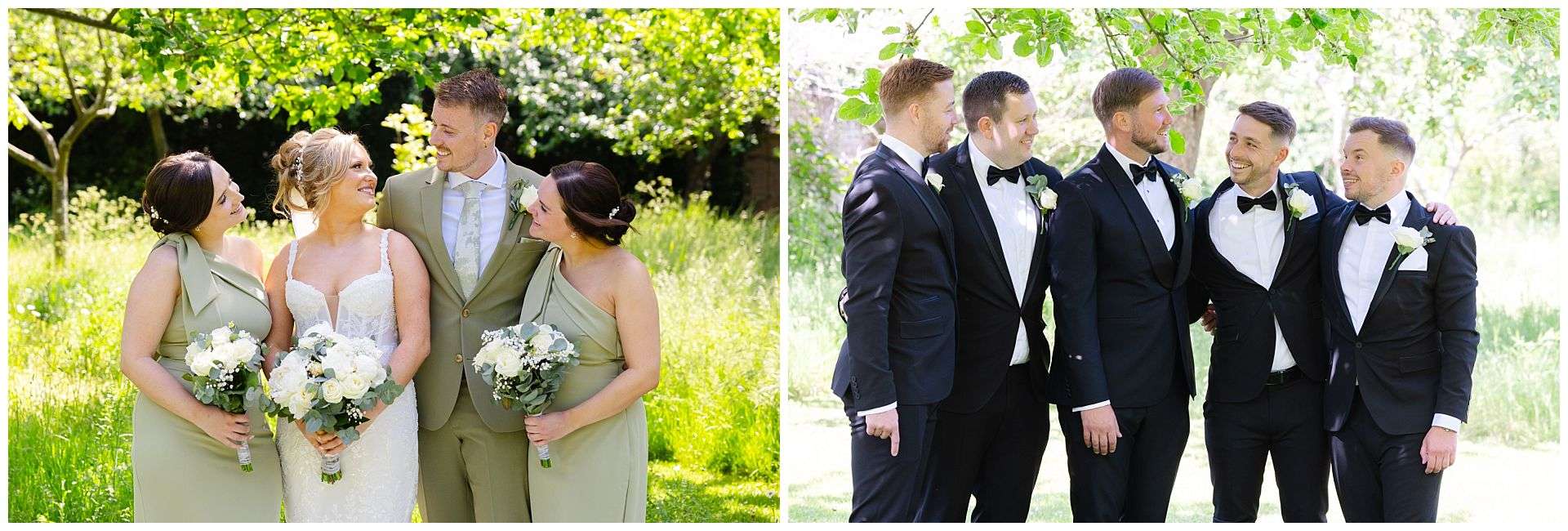 bridal party and groomsmen group photos at chapel house estate wedding venue by Louisa Dettmer Photography