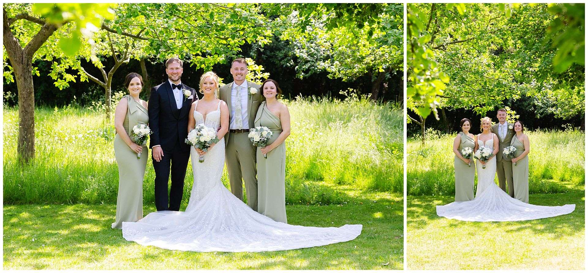 Bridesmaids and Brides man group photos at chapel house estate wedding venue by Louisa Dettmer Photography