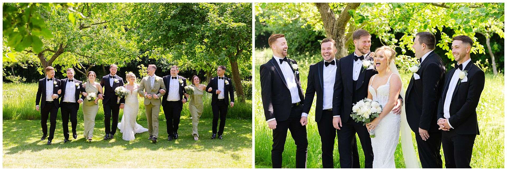 bridal party and groomsmen fun photos at chapel house estate by Louisa Dettmer Photography