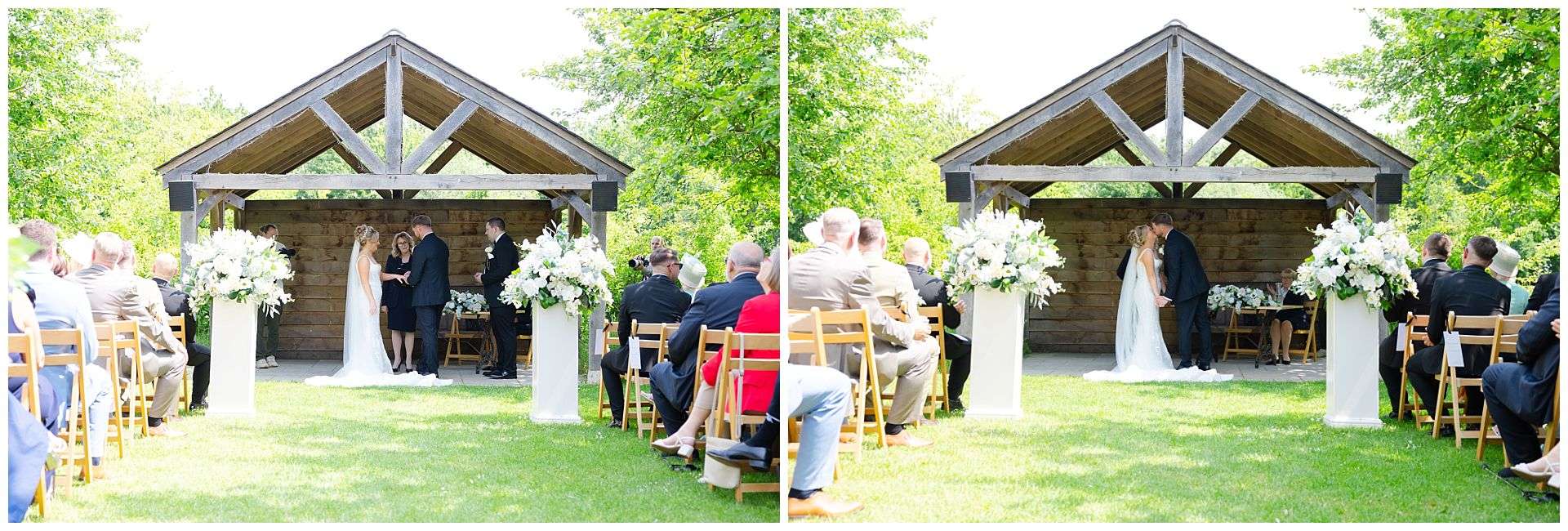first kiss wedding ceremony at chapel house estate by Louisa Dettmer Photography