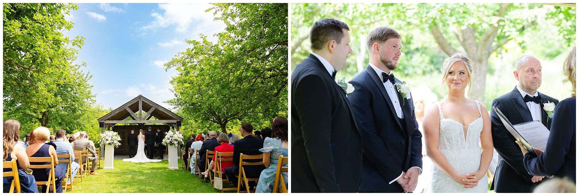during the ceremony, exchanging vows at chapel house estate wedding venue by Louisa Dettmer Photography