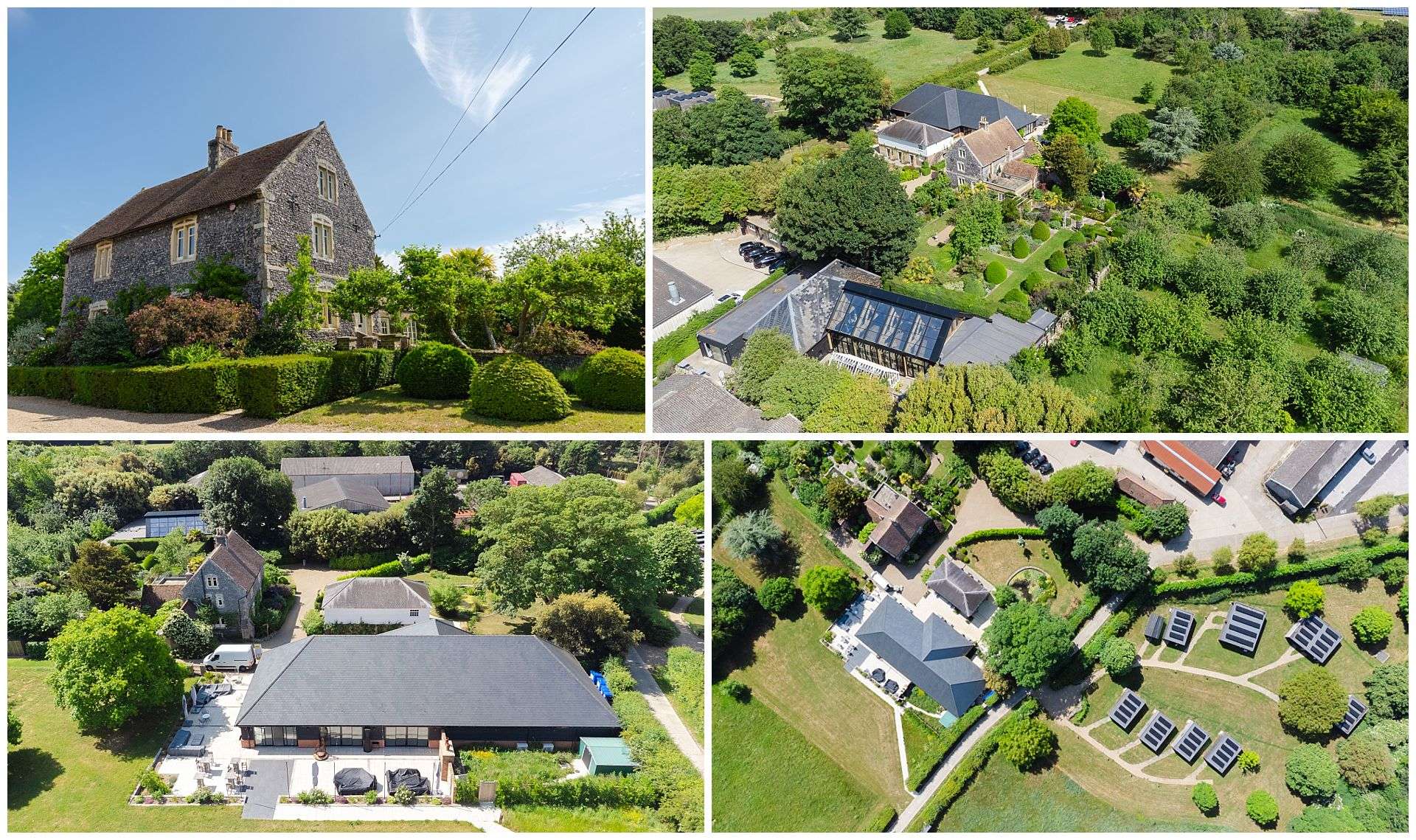 a drone shot of chapel house wedding venue