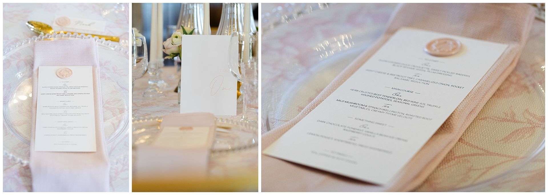 elegant dinner menu cards eastwell manor photo shoot by louisa dettmer photography
