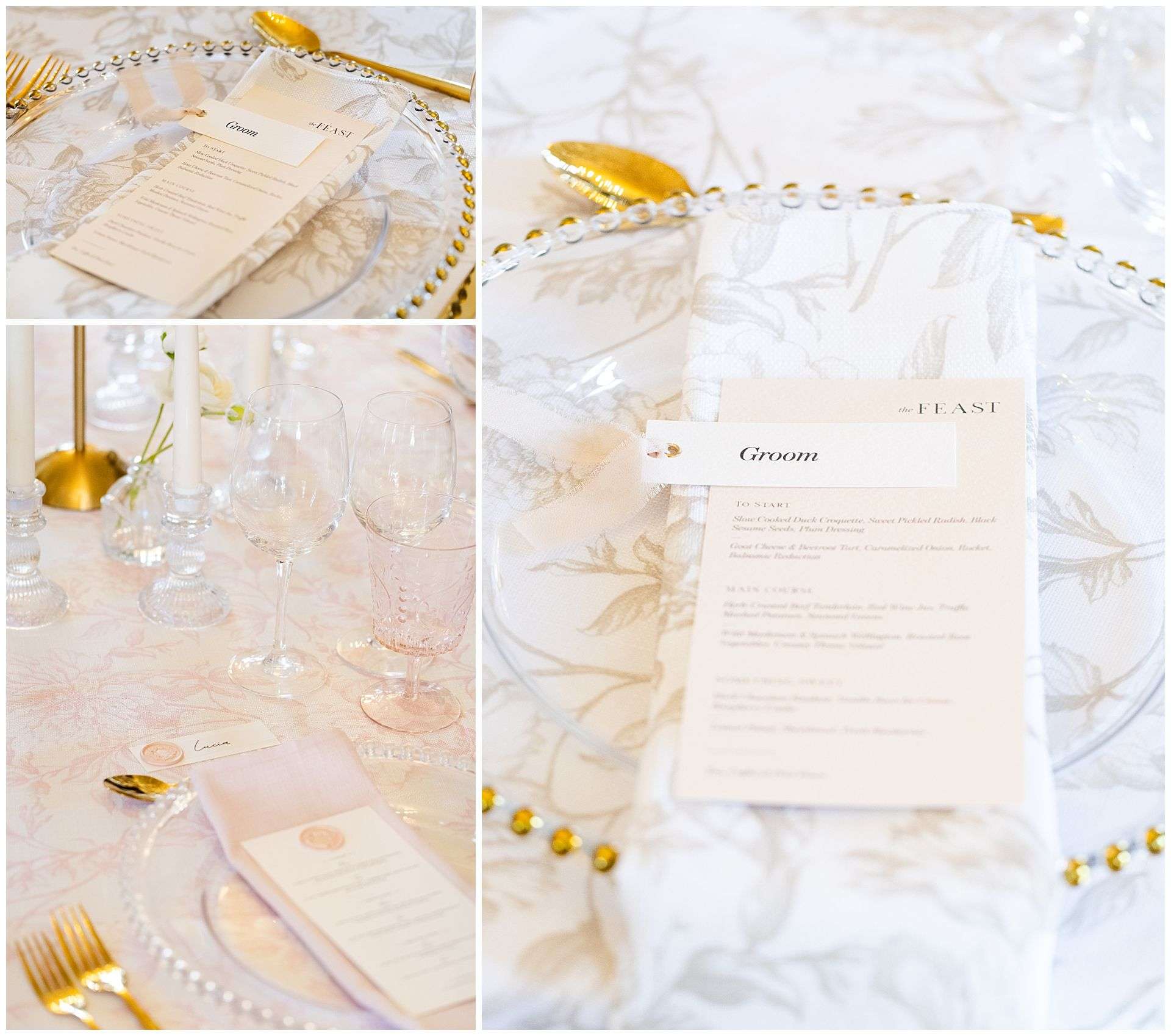elegant wedding table setting eastwell manor photo shoot by louisa dettmer photography