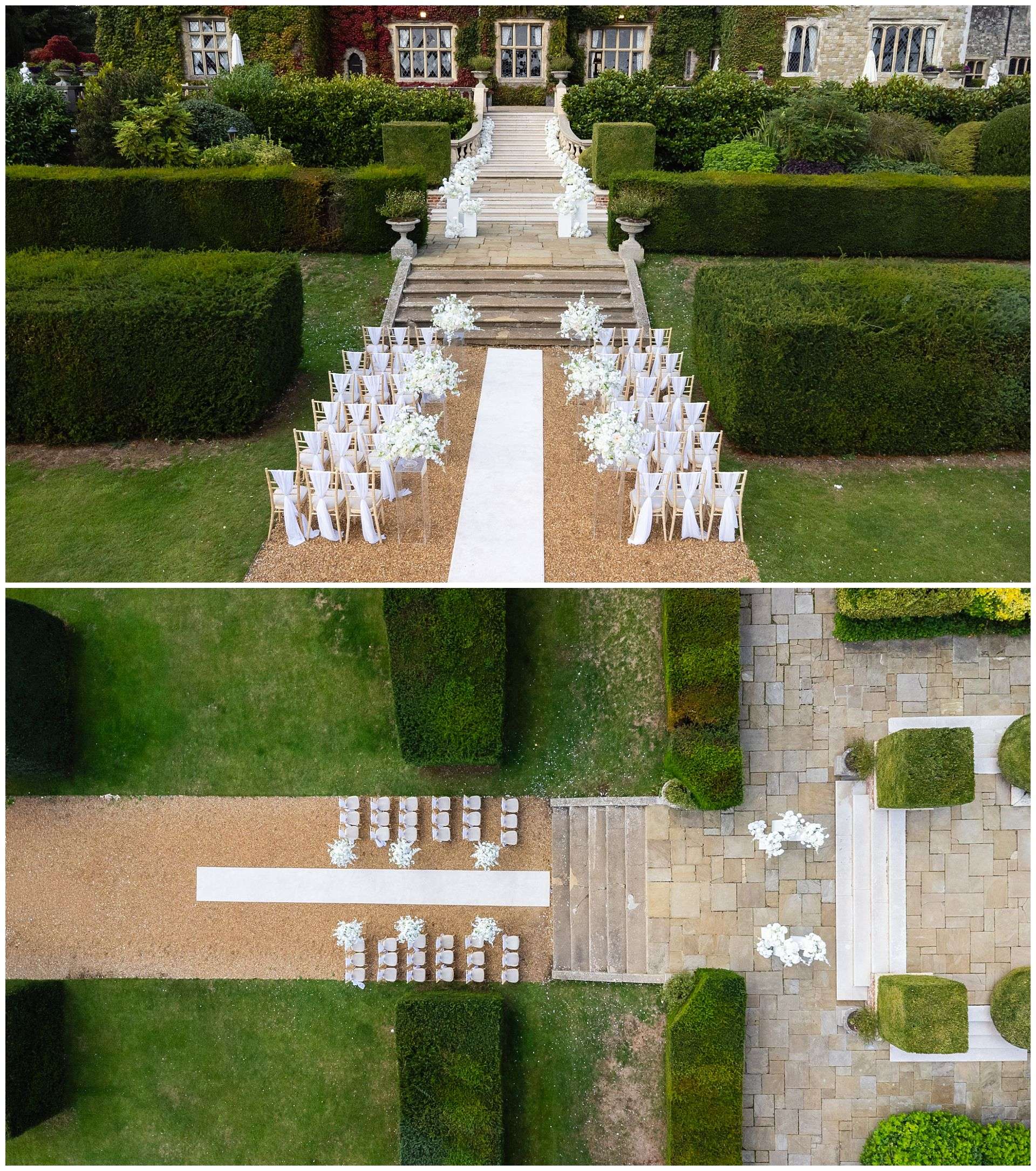 grand garden wedding aisle eastwell manor photo shoot by louisa dettmer photography