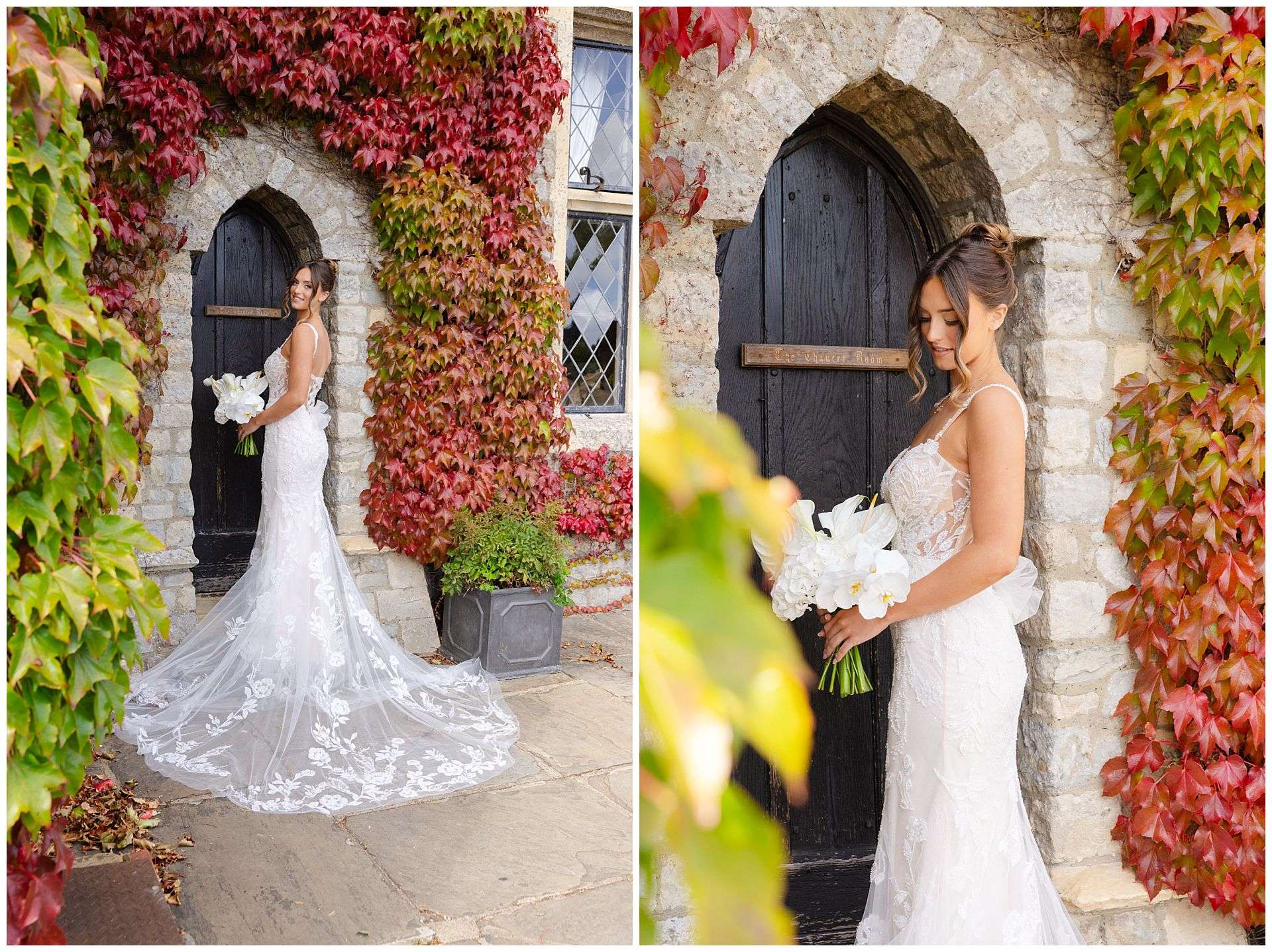 bride by ivy covered door eastwell manor photo shoot by louisa dettmer photography