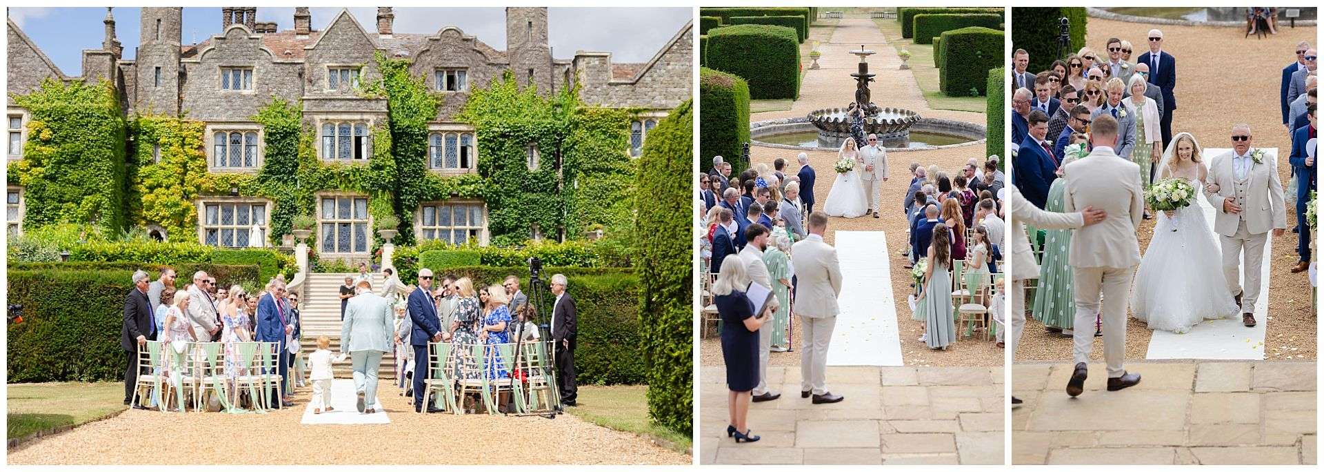 wedding ceremony on the outside staircase at Eastwell Manor by Louisa Dettmer Photography