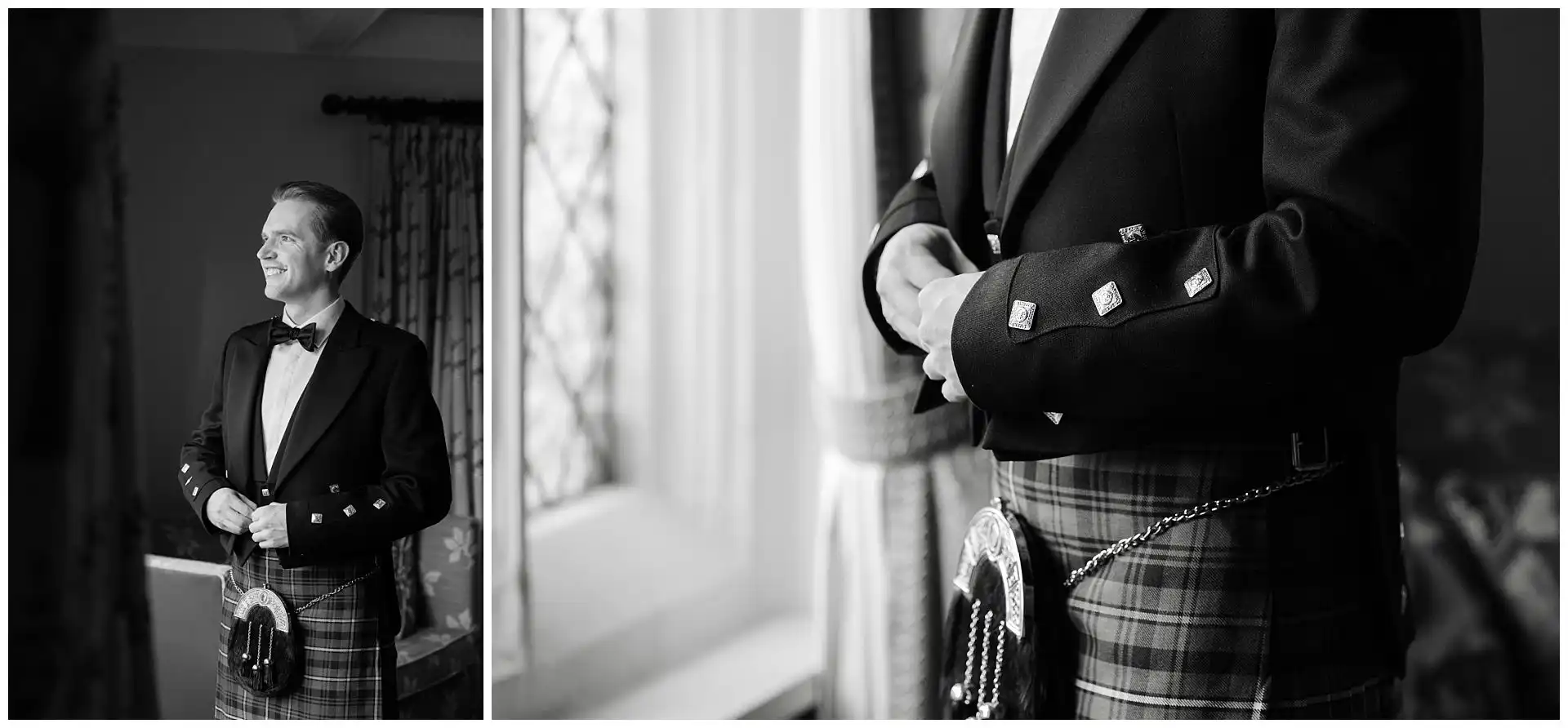scottish kilted groom portrait groomsmen wedding photos at eastwell manor