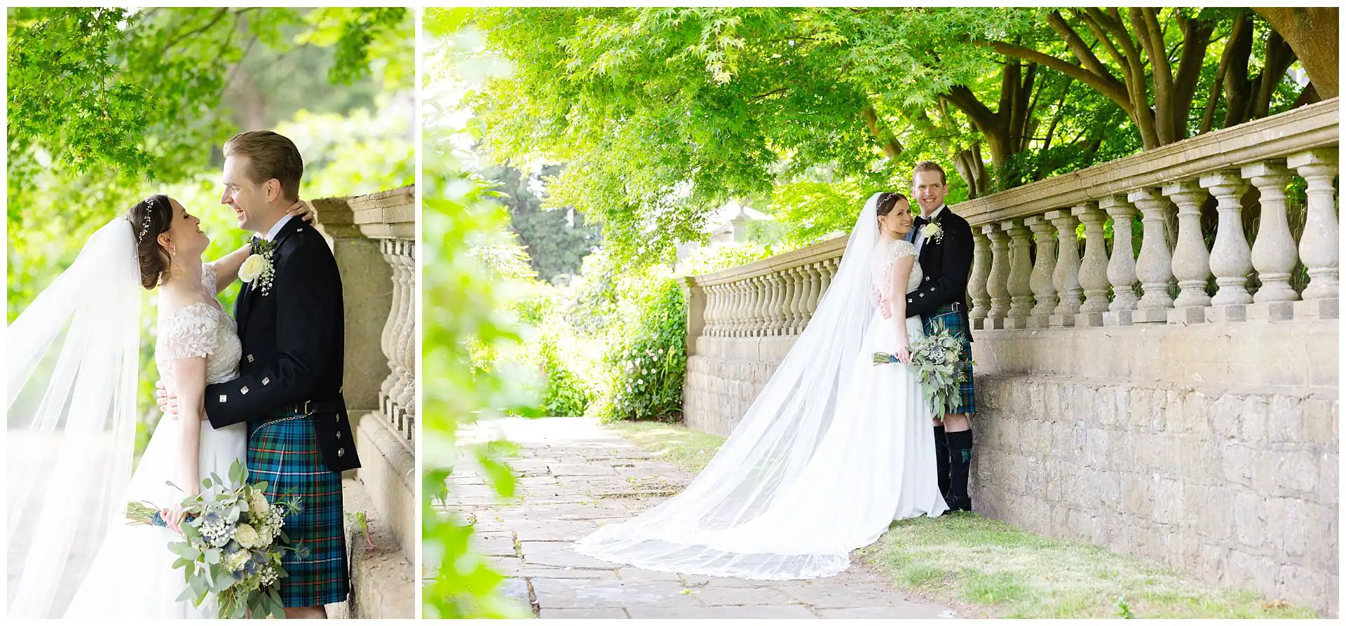 bride and groom by stone wall beautiful bridal photos at eastwell manor by louisa dettmer photography