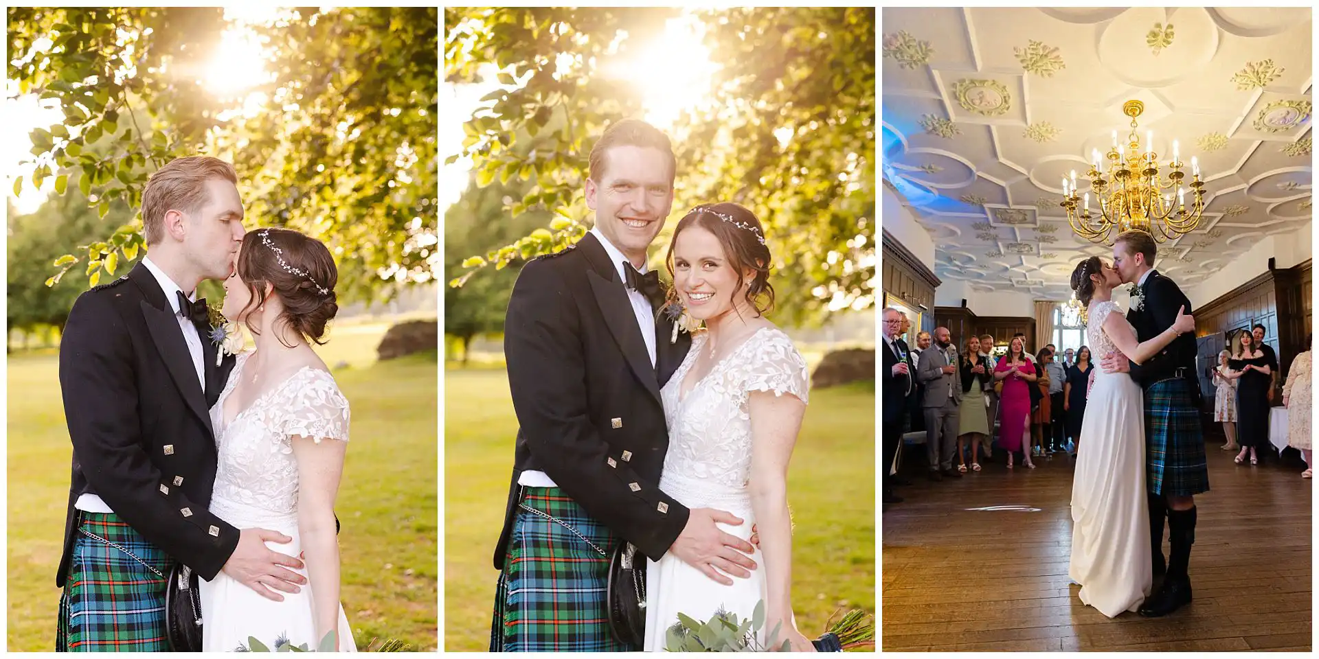 golden hour wedding portraits bride and groom at sunset at eastwell manor hotel
