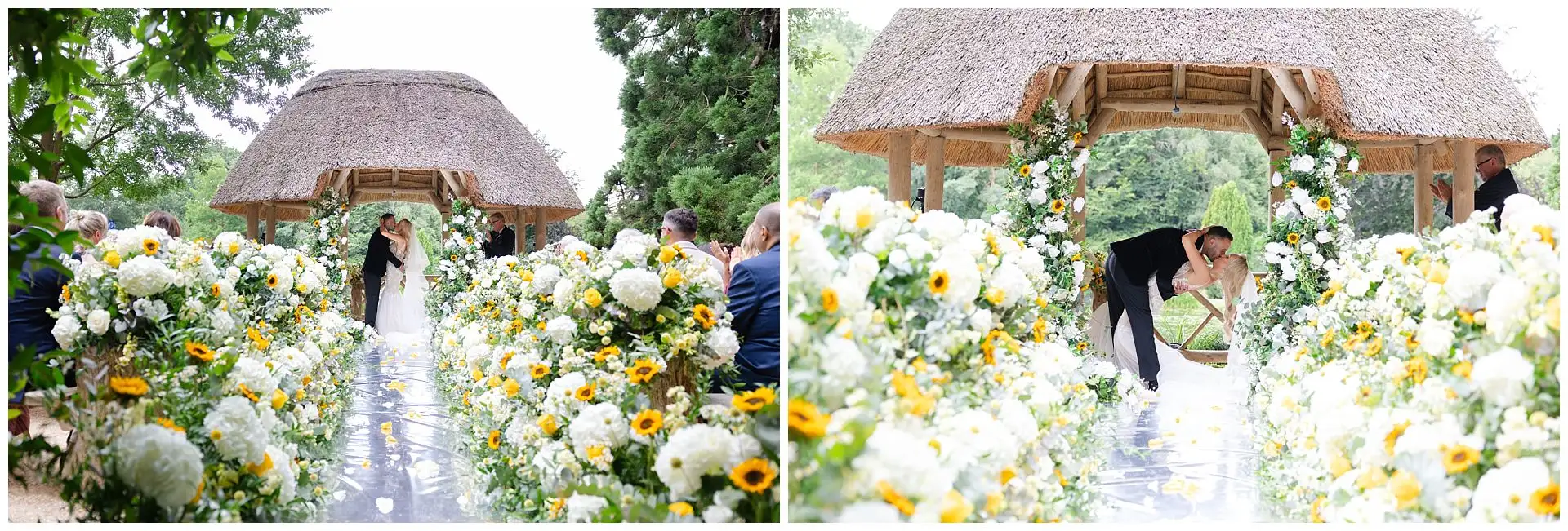 thatched gazebo wedding ceremony wedding ceremony at the Orangery Maidstone by Louisa Dettmer Photography