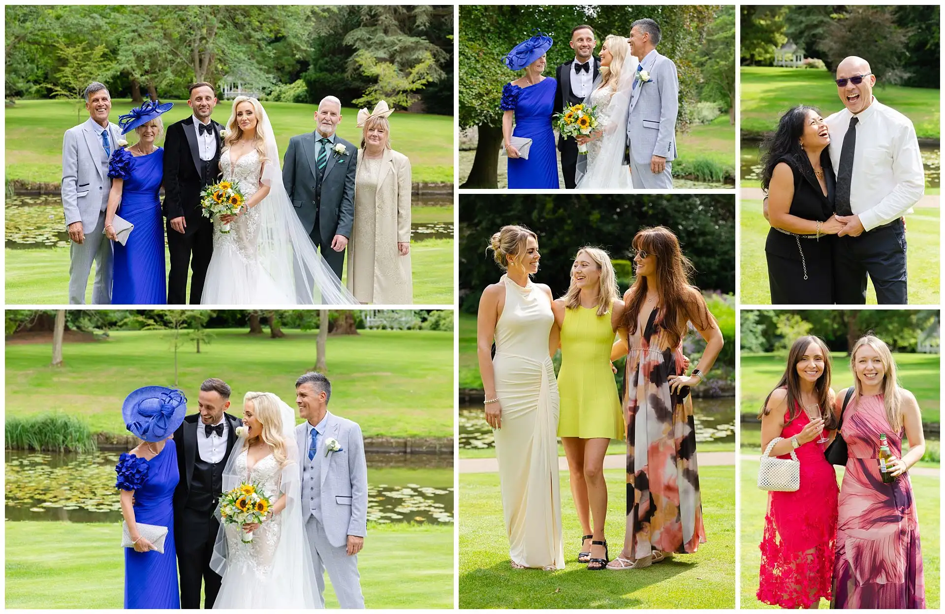 outdoor wedding celebration collage wedding guests at the Orangery Maidstone by Louisa Dettmer Photography
