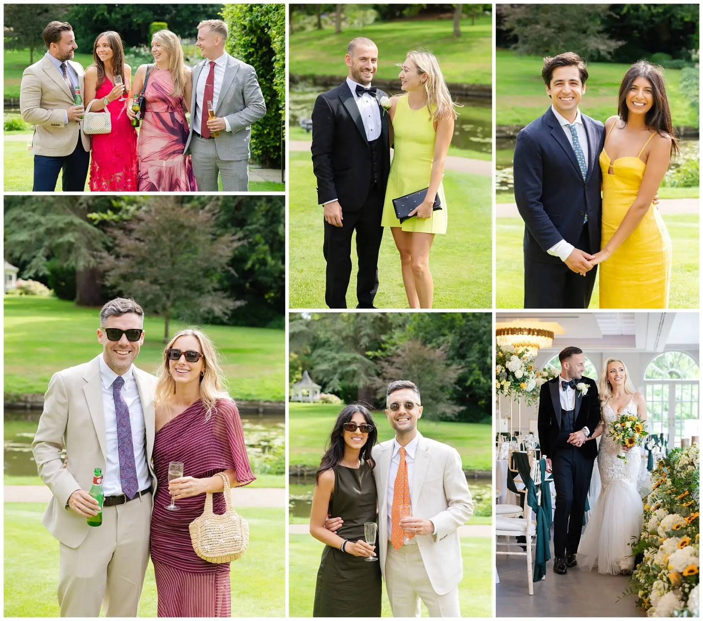 elegant outdoor wedding celebration wedding guests at the Orangery Maidstone by Louisa Dettmer Photography